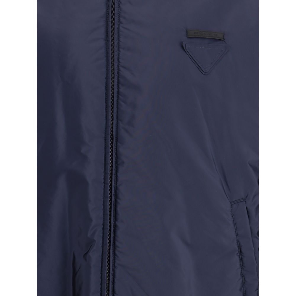 Prada Blue Hooded Zip-Up Jacket for Men