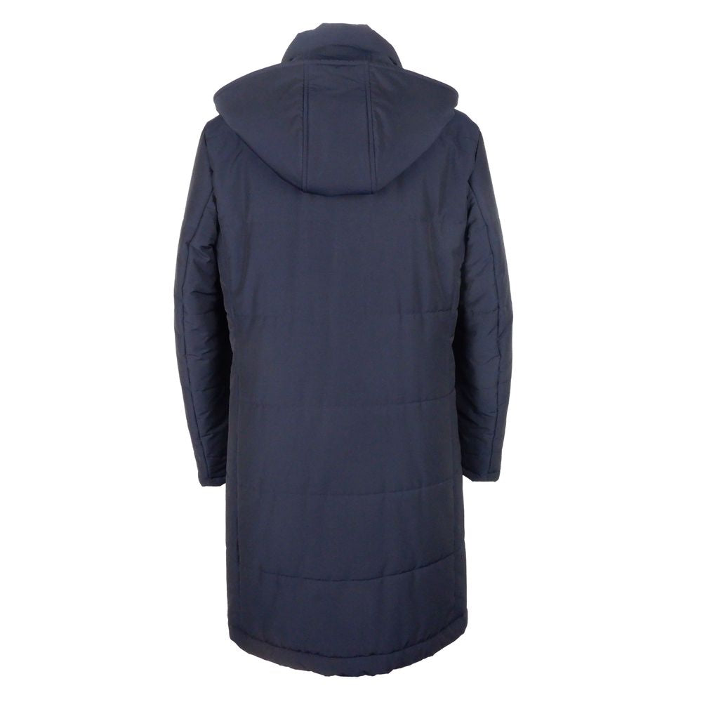 Italian Blue Wool Raincoat - Loro Piana Padded Jacket for Men