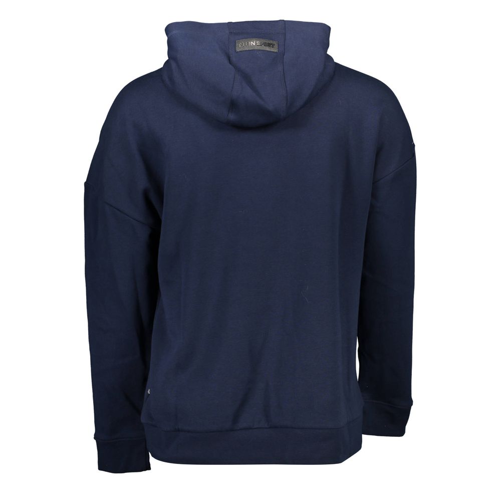 Plein Sport Blue Cotton Hooded Sweater