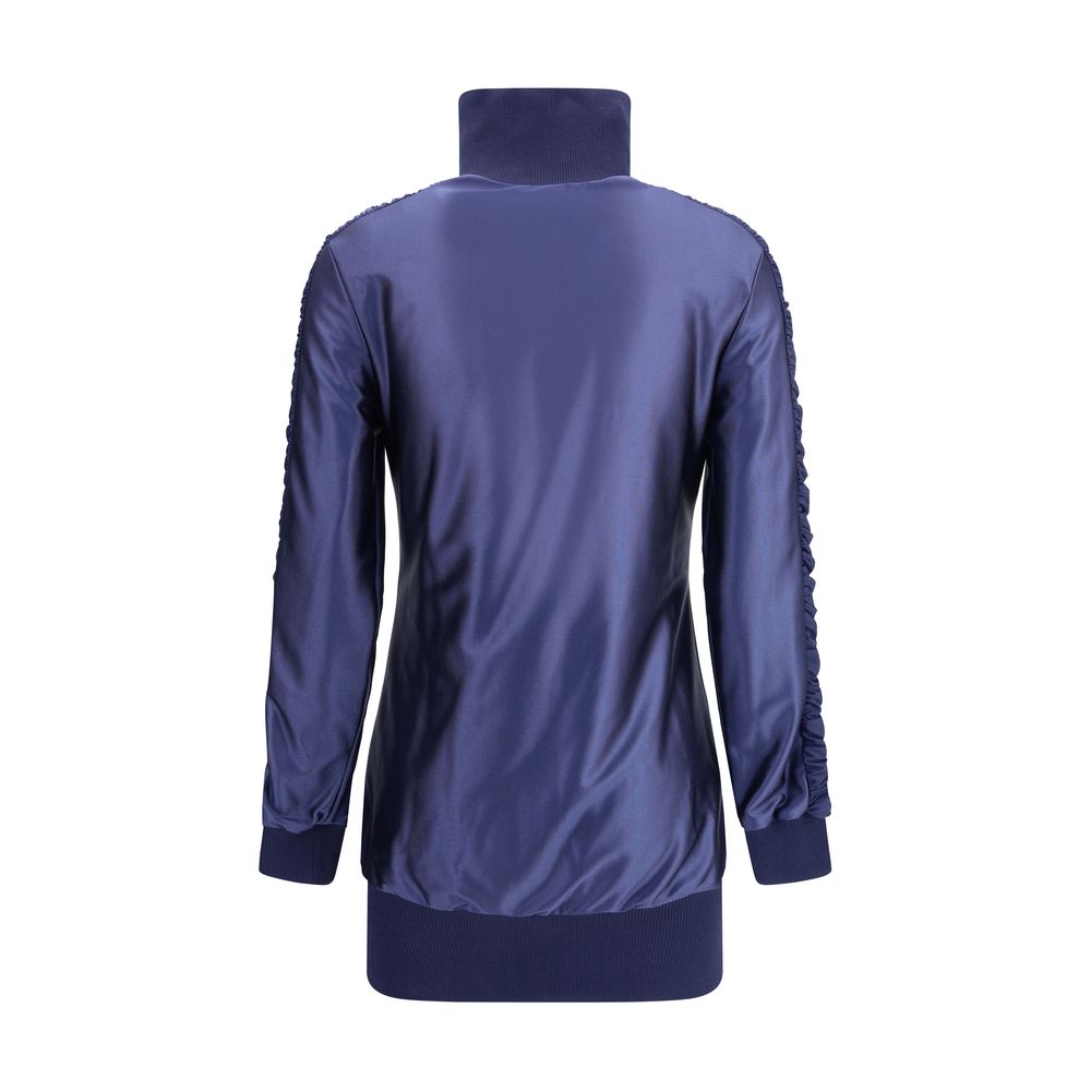 Balenciaga Shiny Jersey Fitted Tracksuit Dress