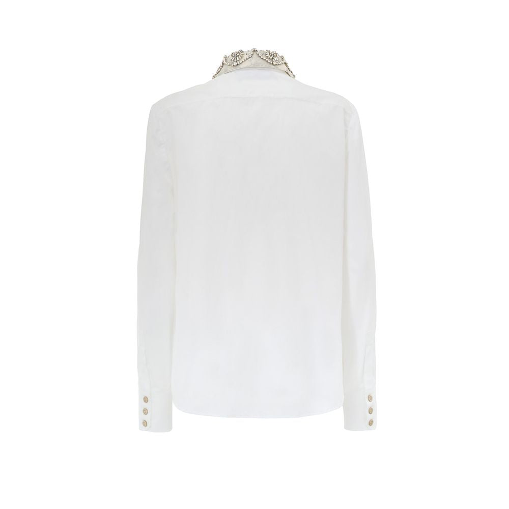 Gucci White Cotton Shirt with Removable Jewel Collar