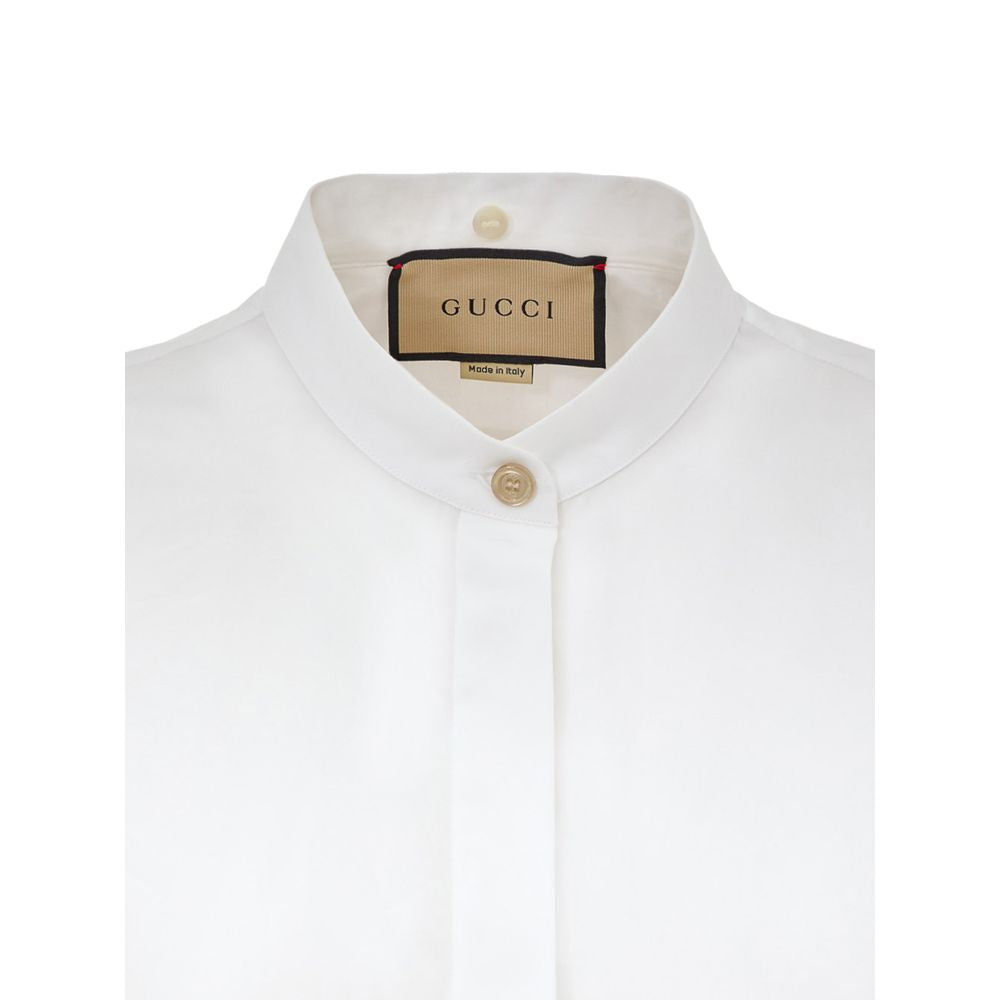 Gucci White Cotton Shirt with Removable Jewel Collar