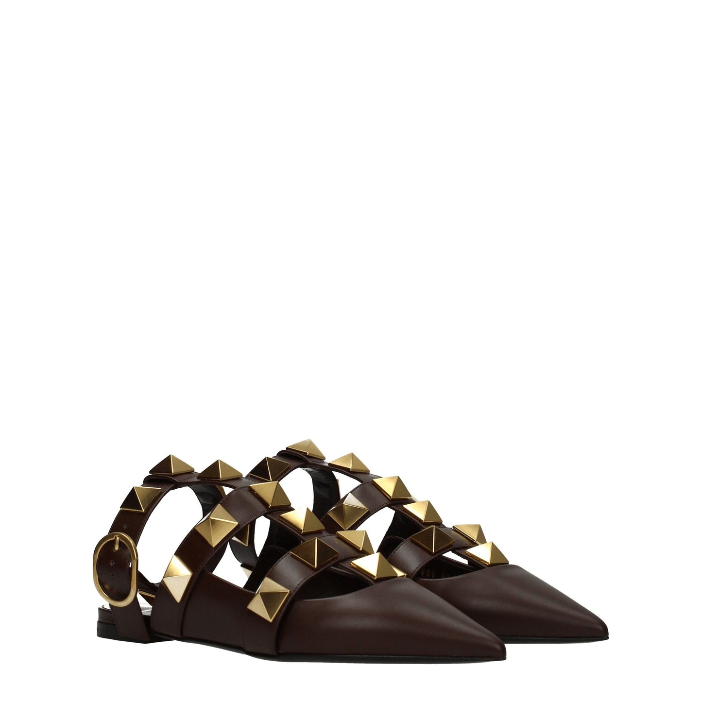 Valentino Garavani Brown Leather Sandal with Studs