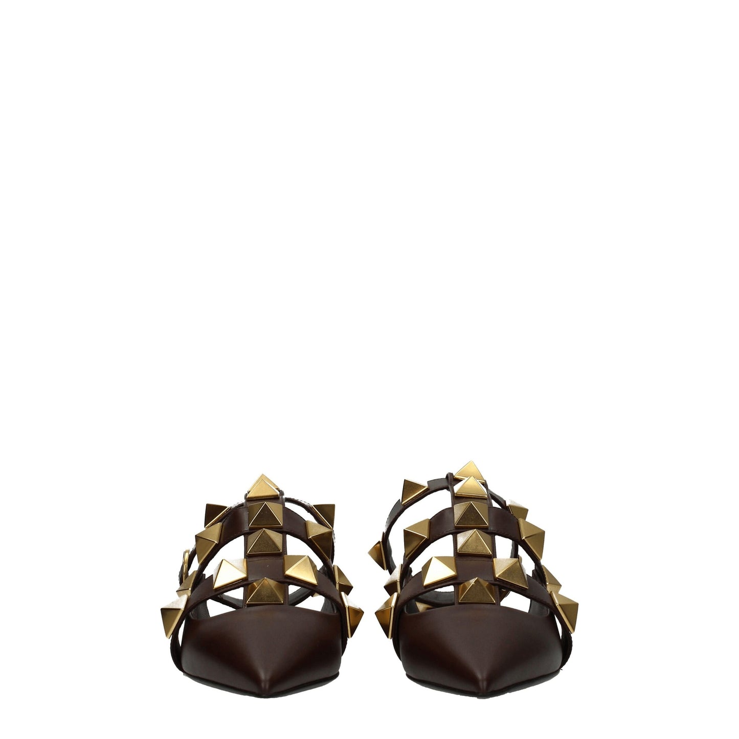 Valentino Garavani Brown Leather Sandal with Studs