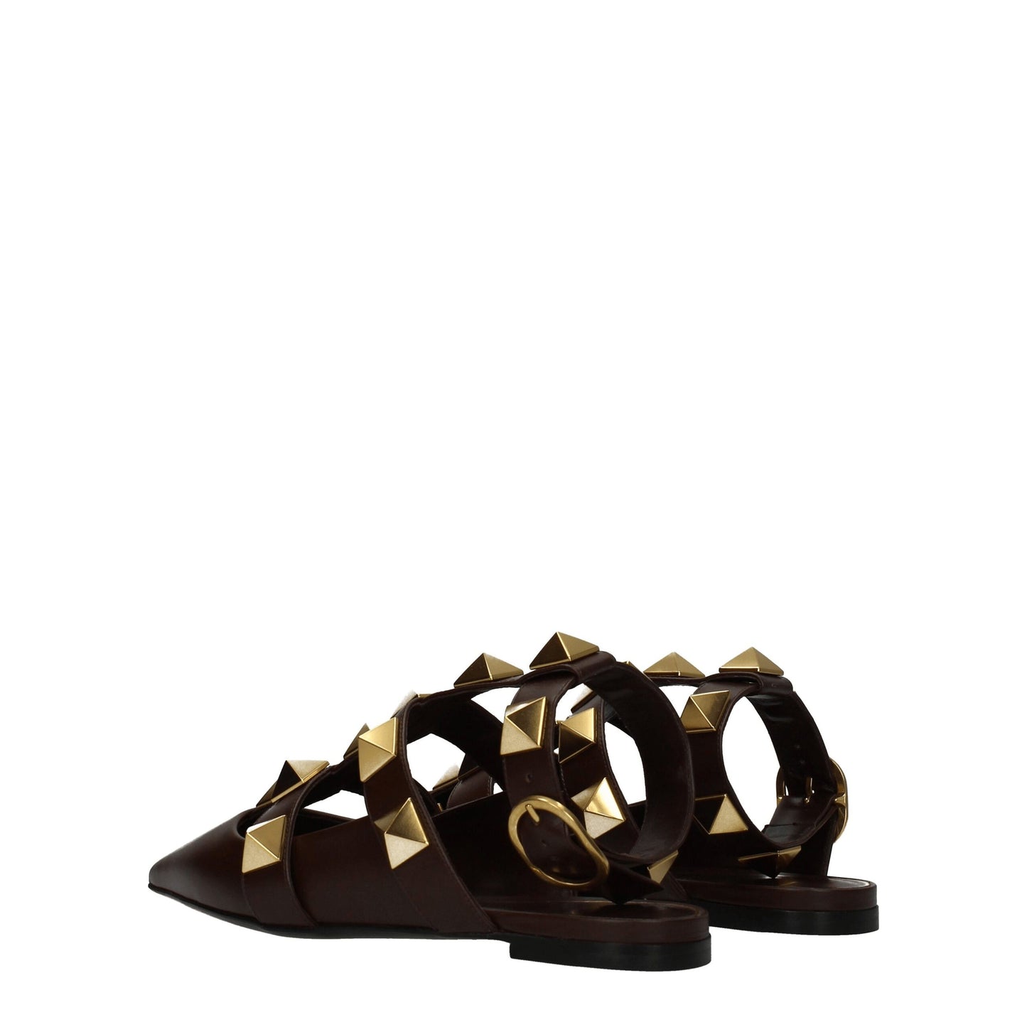 Valentino Garavani Brown Leather Sandal with Studs