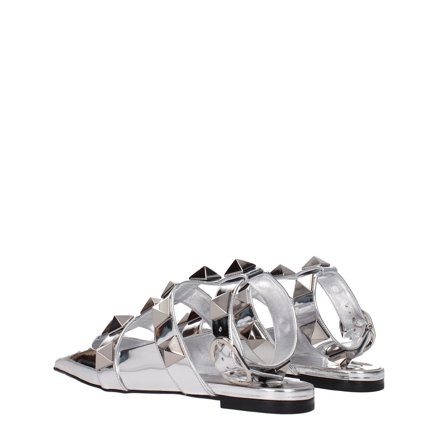 Valentino Garavani Gray Leather Sandal with Studs