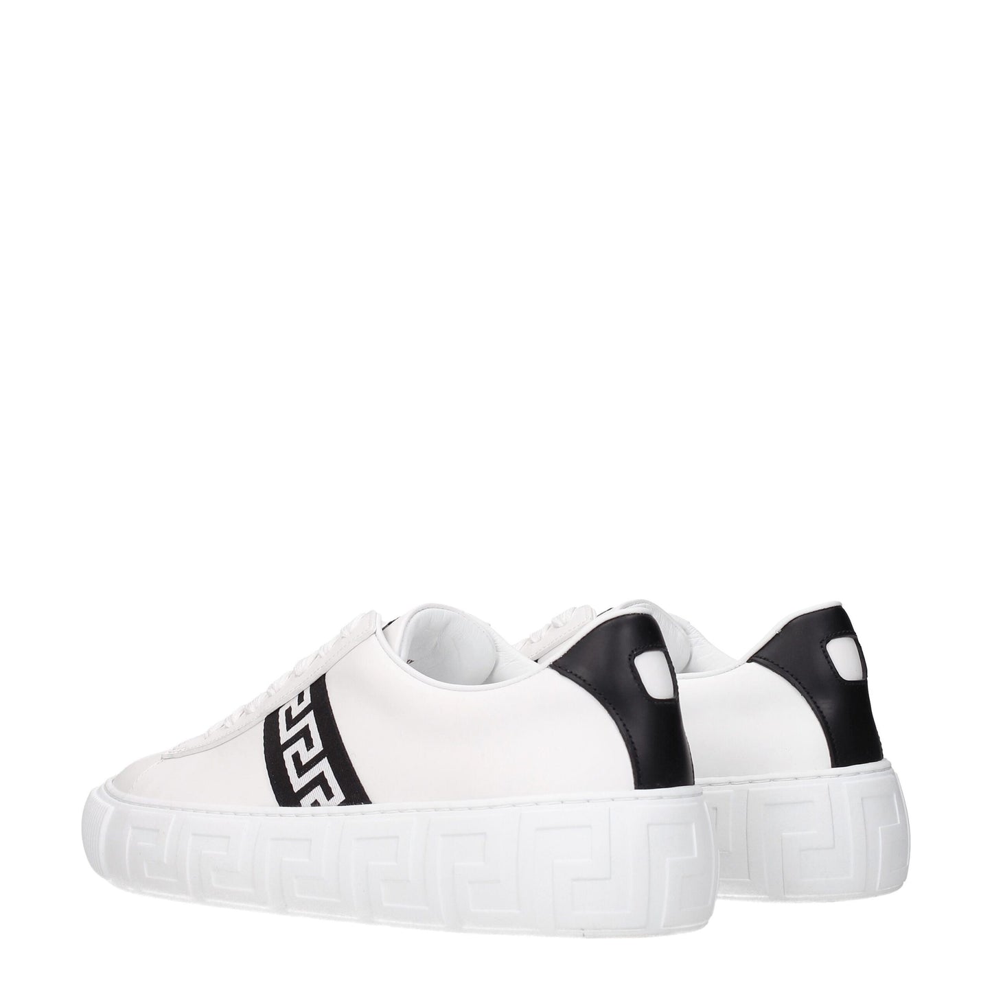 Versace White Leather Sneakers: Bold Casual Elegance
