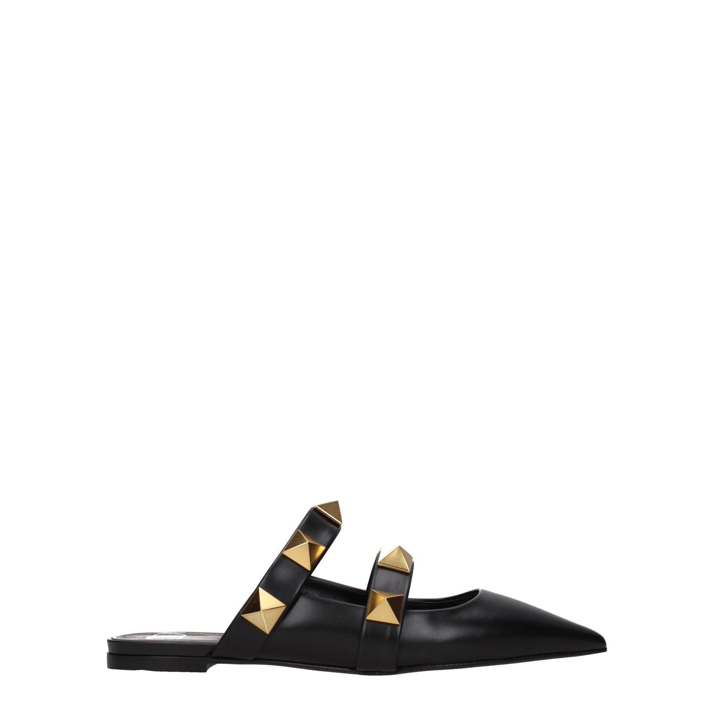 Valentino Garavani Black Leather Sandal with Stud Detailing