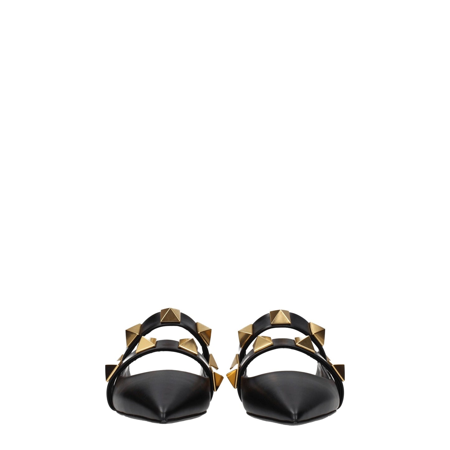 Valentino Garavani Black Leather Sandal with Stud Detailing