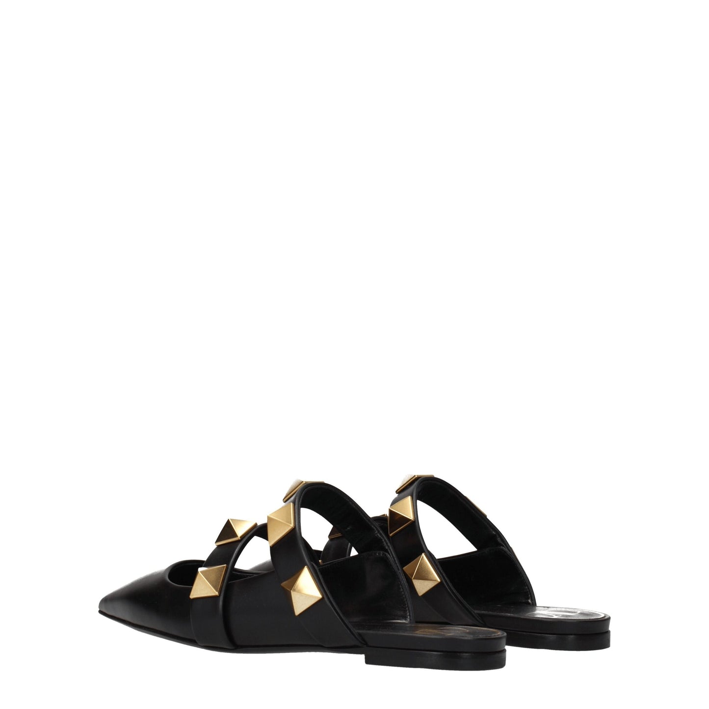 Valentino Garavani Black Leather Sandal with Stud Detailing