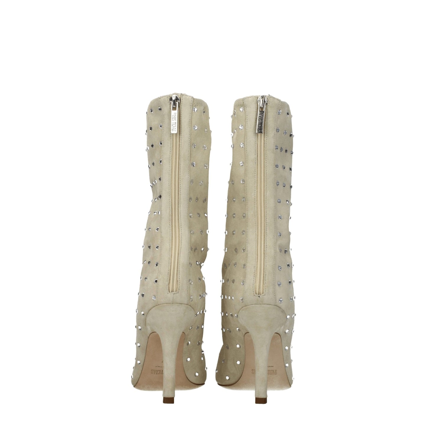 Paris Texas Beige Leather Ankle Boots with Rhinestones