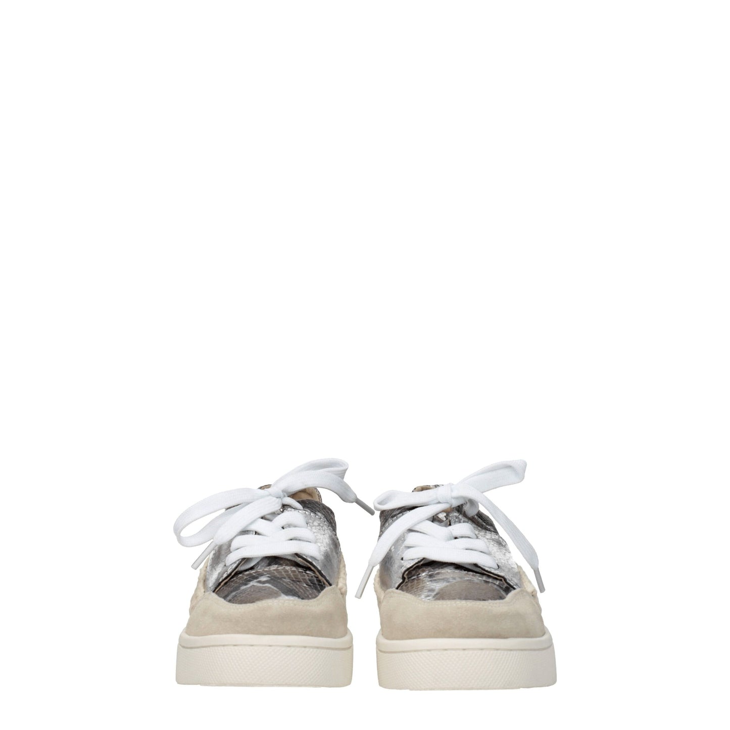 Mou Gray Leather Sneakers with Python Print