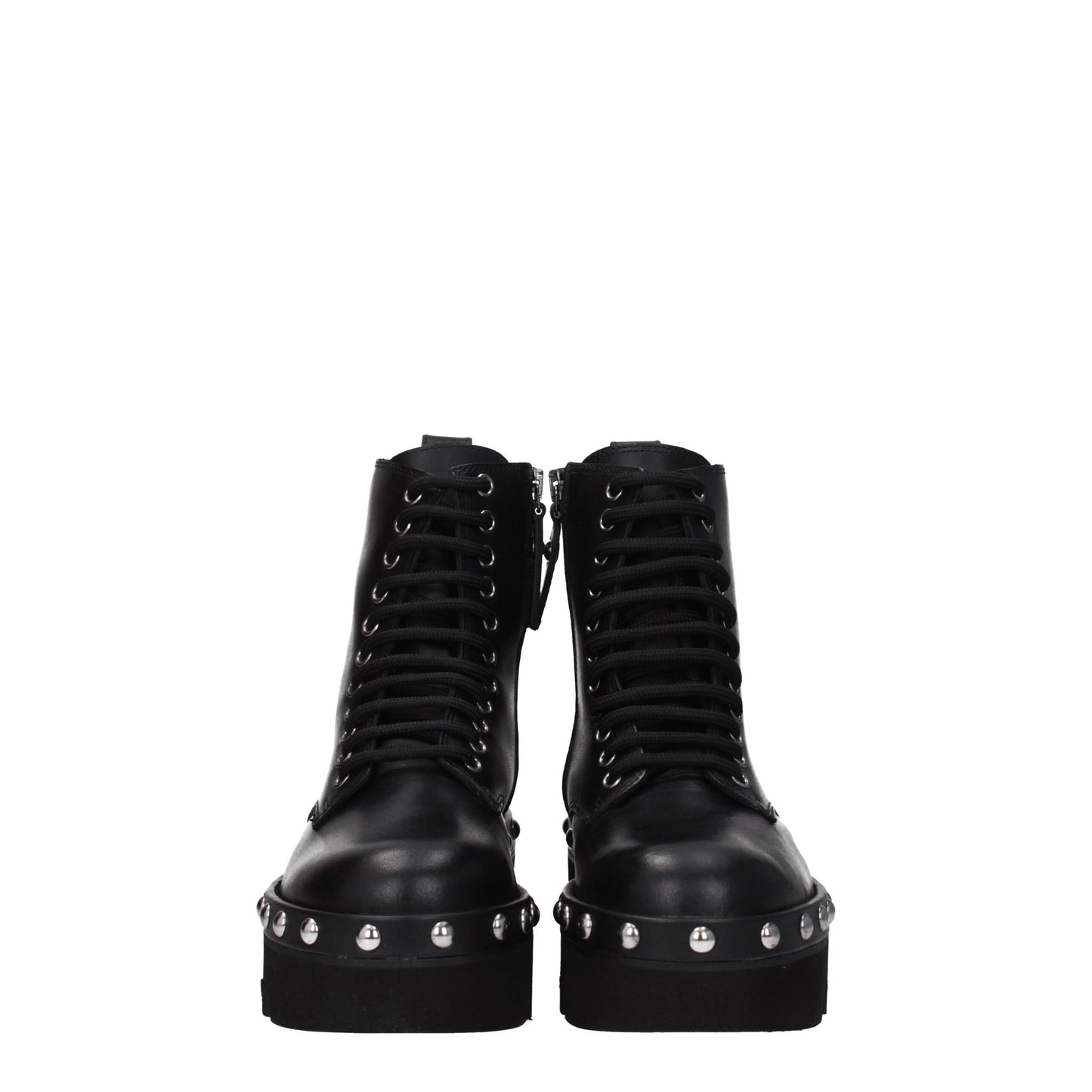 Furla Black Leather Ankle Boots with Vintage Effect