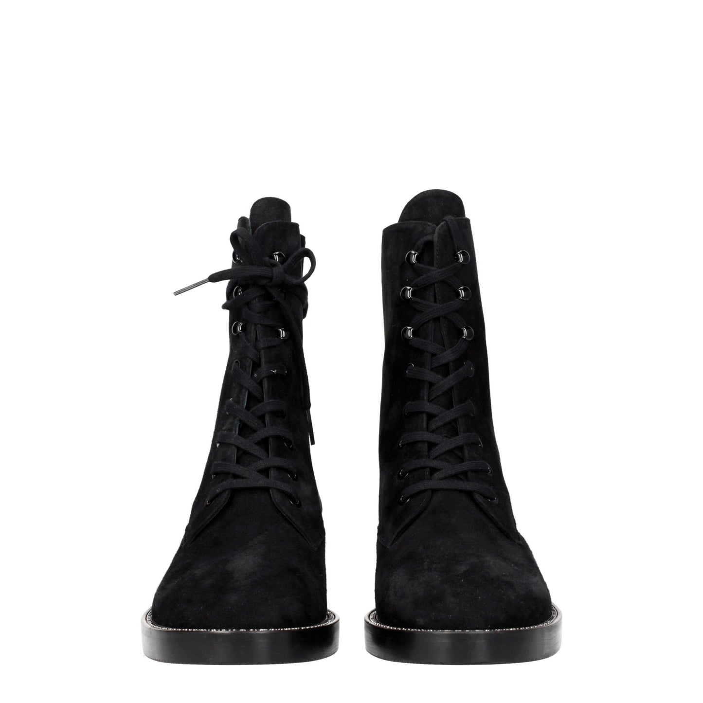 Stuart Weitzman Black Leather Ankle Boots with Rhinestones