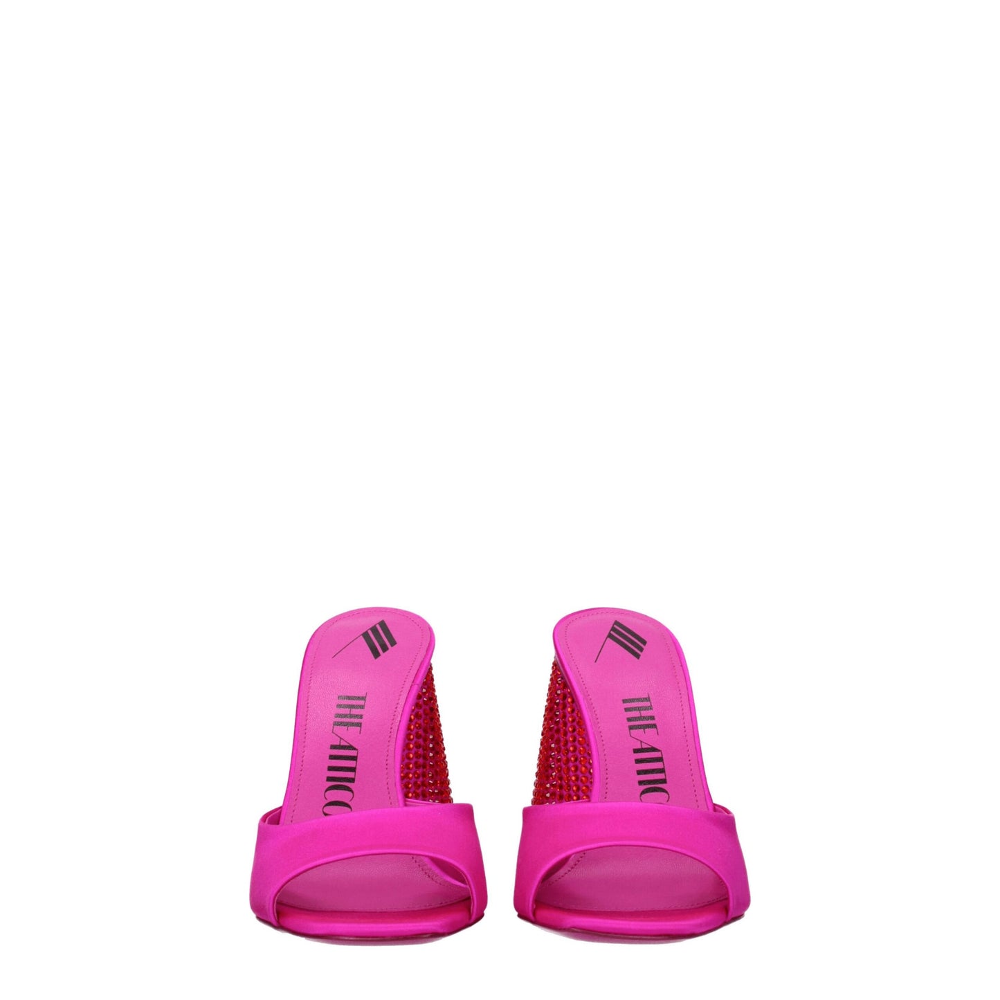 The Attico Pink Satin Sandal - Fuchsia Rhinestone Elegance