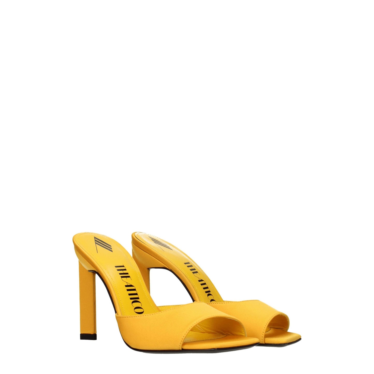 The Attico Orange Satin Sandal with Rhinestones