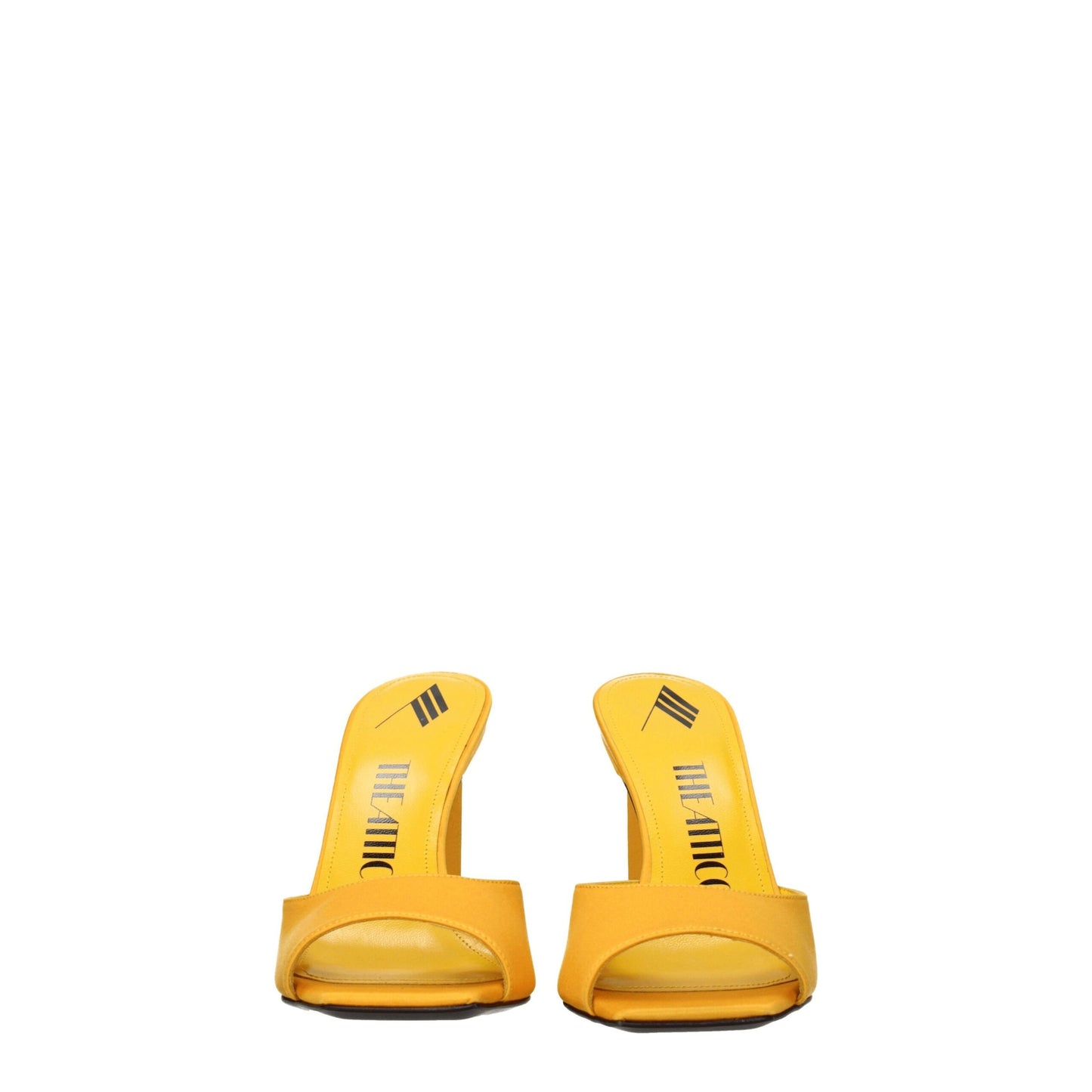 The Attico Orange Satin Sandal with Rhinestones