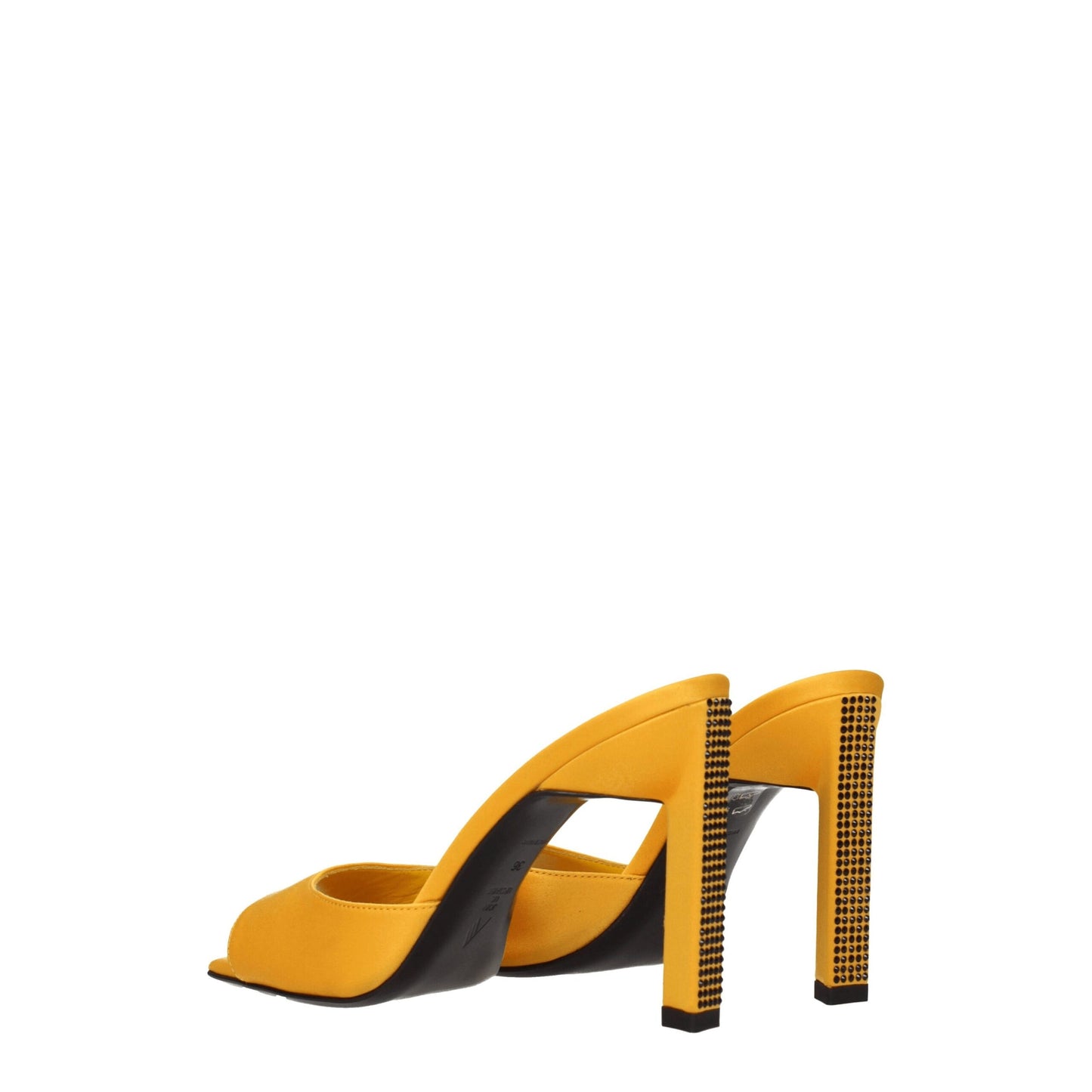 The Attico Orange Satin Sandal with Rhinestones