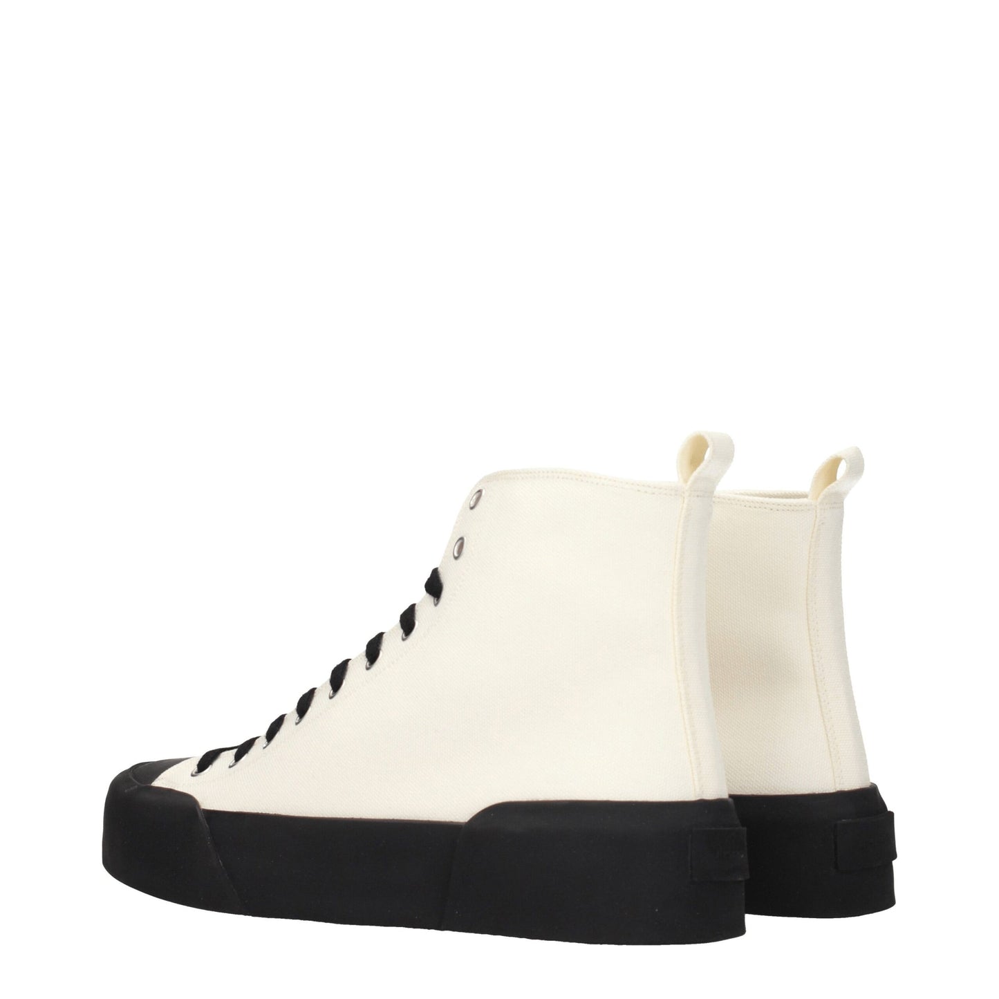 Jil Sander Beige High Top Sneakers with Black Sole & Laces