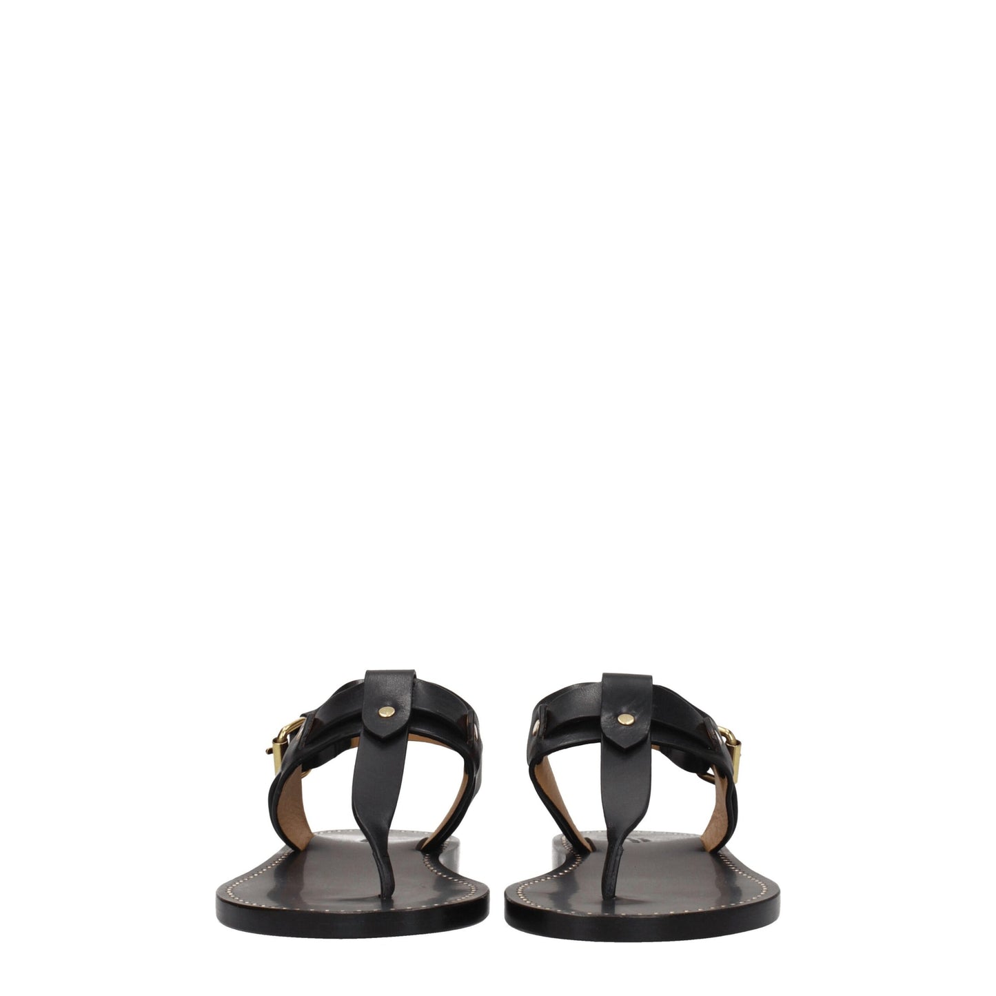Isabel Marant Black Leather Flip-Flop Sandal with Studs