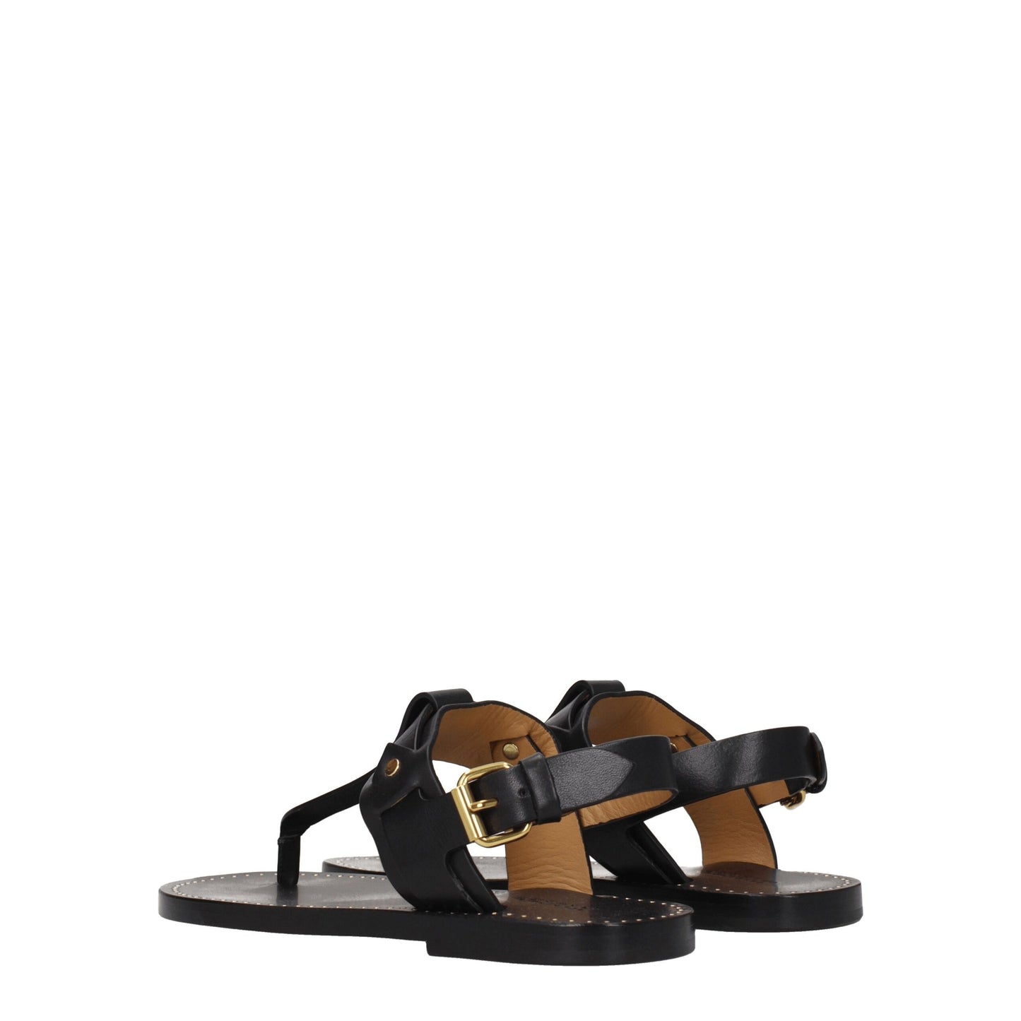 Isabel Marant Black Leather Flip-Flop Sandal with Studs
