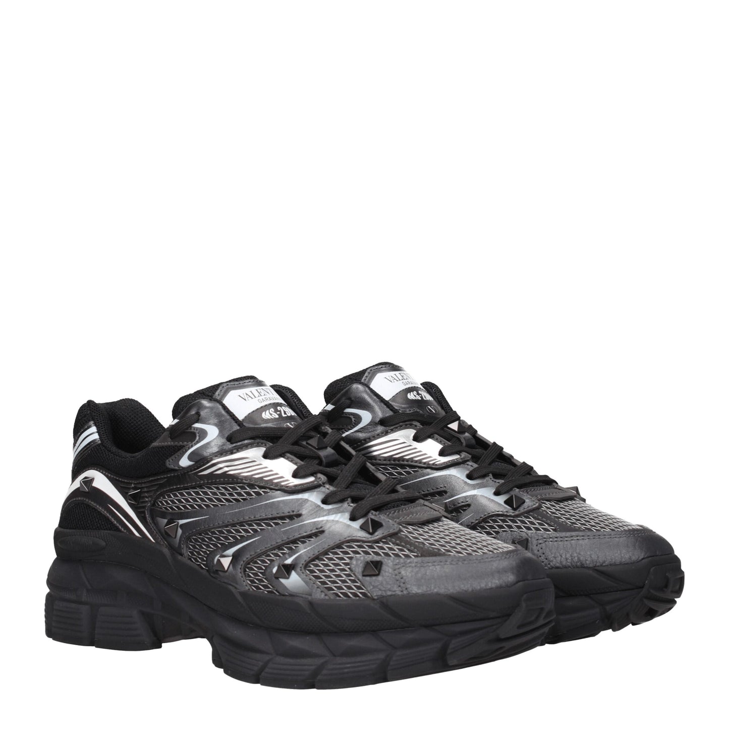 Valentino Garavani Black Fabric Sneakers with Studs