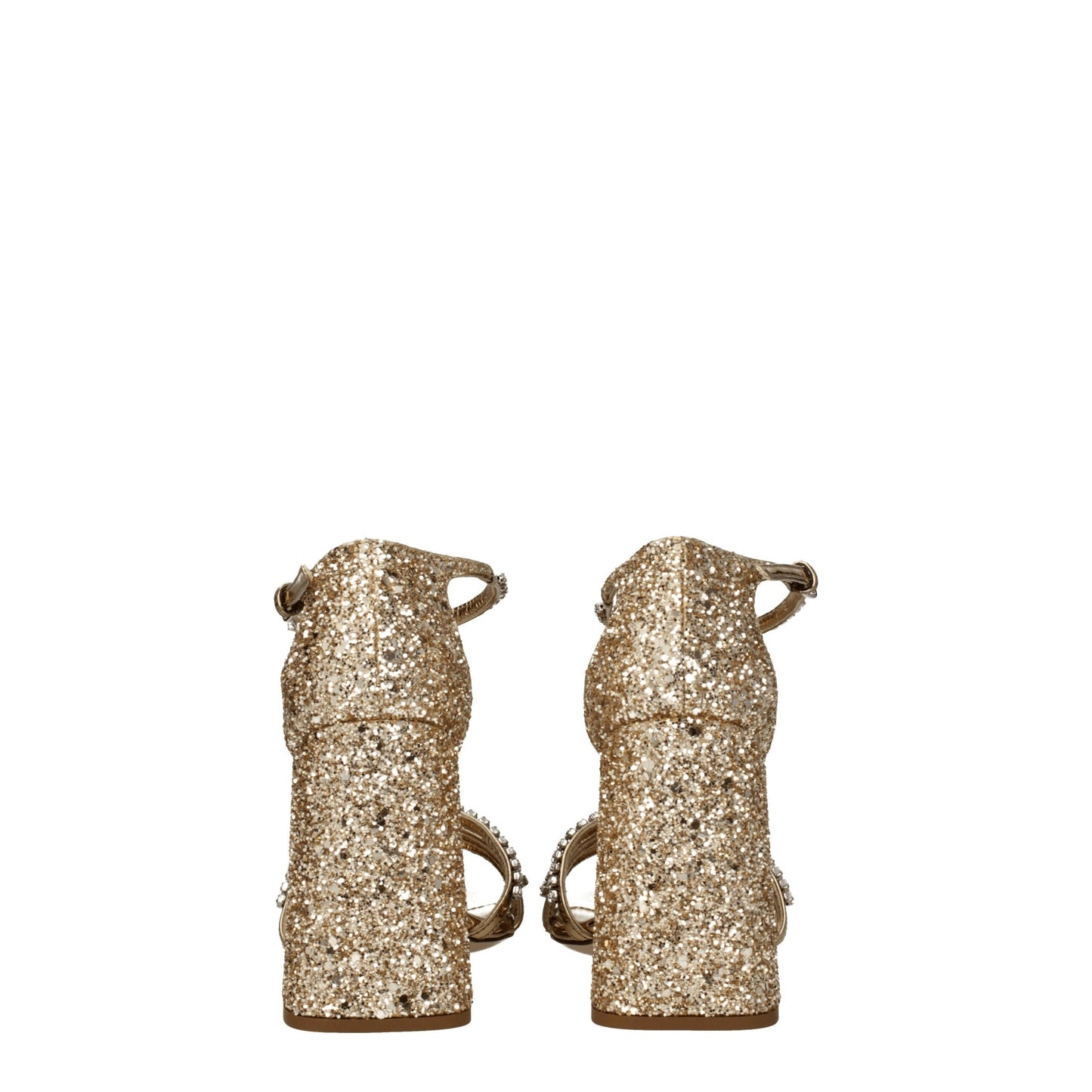 Miu Miu Gold Plastic Sandal with Rhinestones