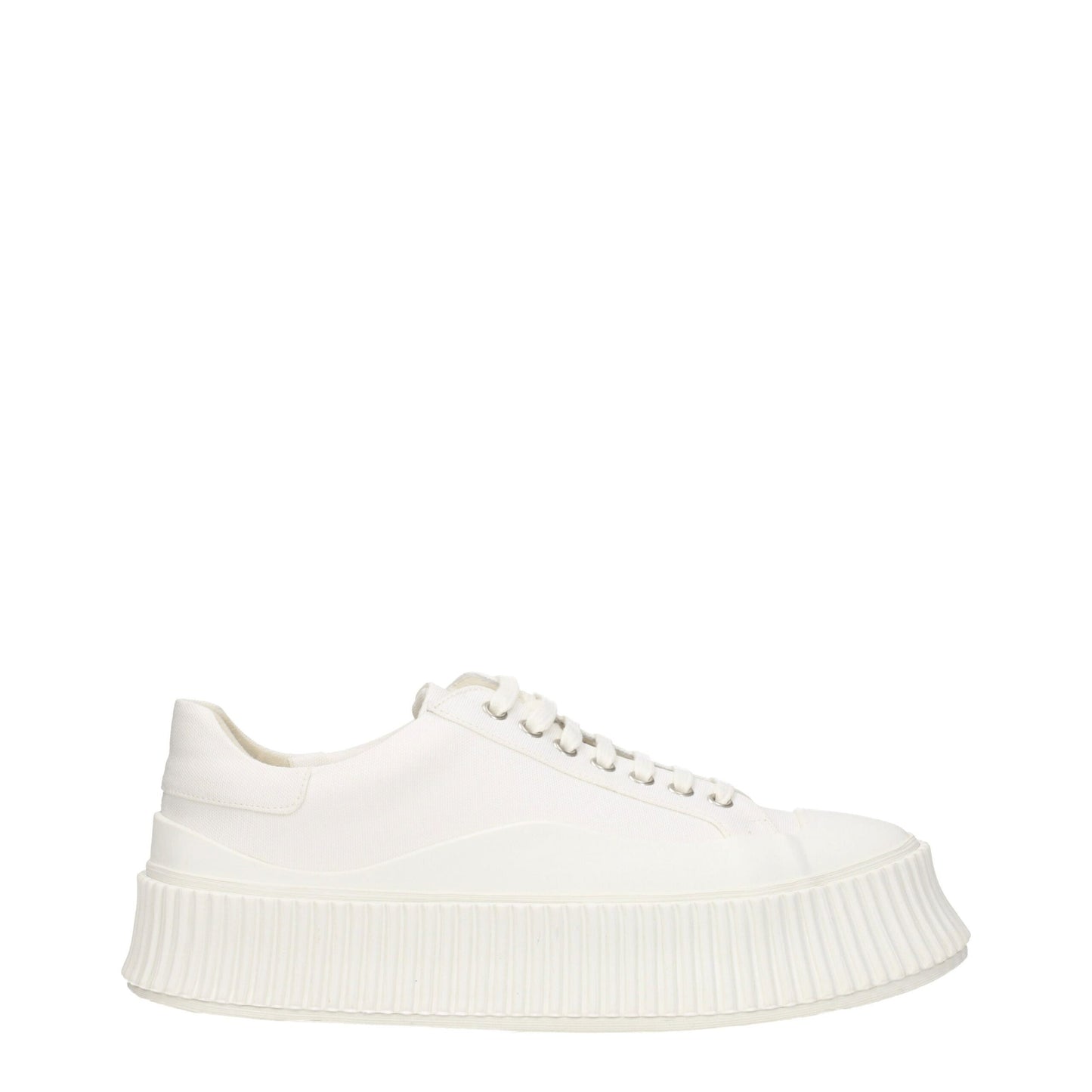 Jil Sander White Fabric Sneakers: Modern Elegance in Footwear