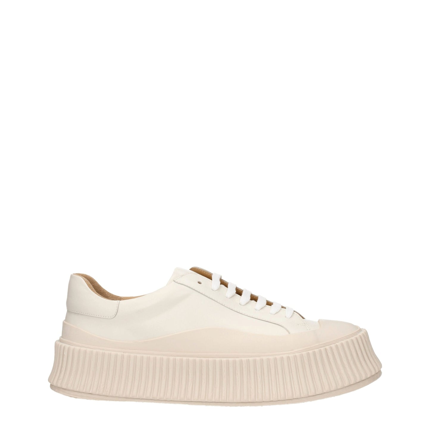 Jil Sander Beige Leather Sneakers - Effortlessly Chic Casual Footwear