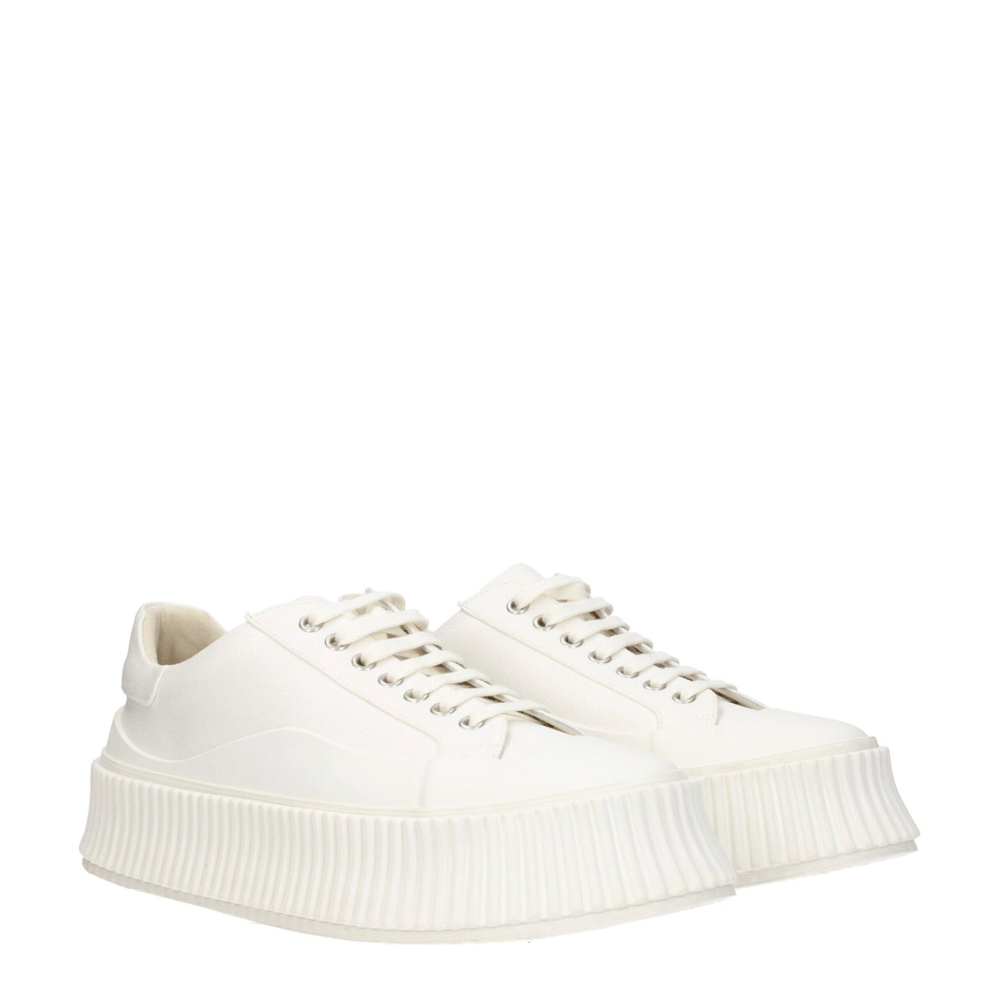Jil Sander White Fabric Sneakers: Modern Elegance in Footwear