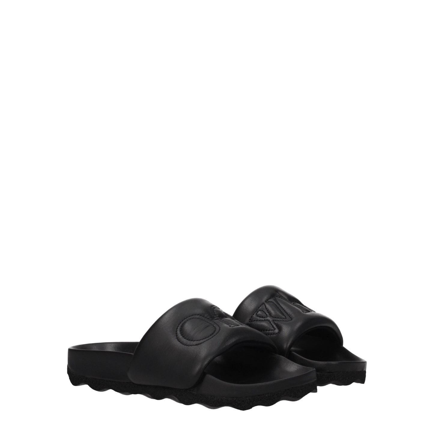 Off-White Black Leather Slipper - Ultimate Comfort Meets Edgy Style
