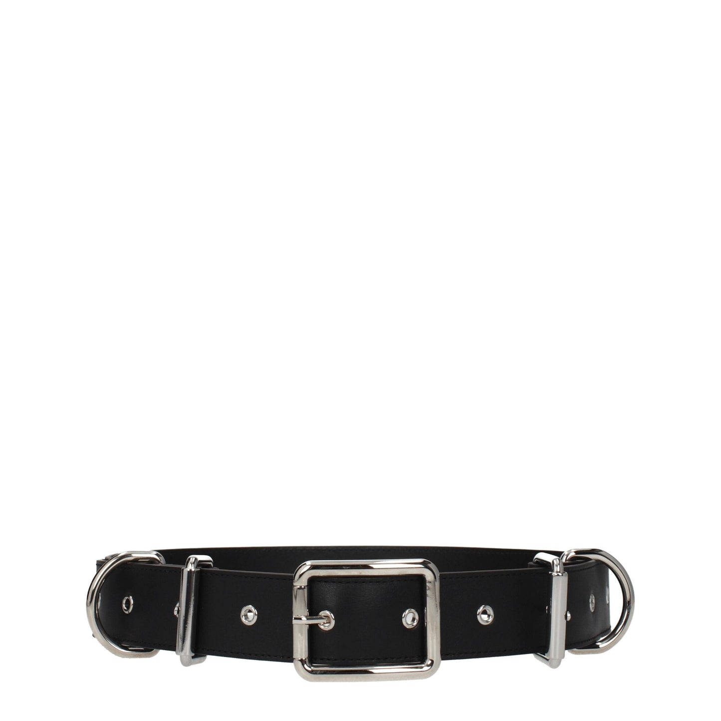 Moschino Black Leather Punk Rock Belt