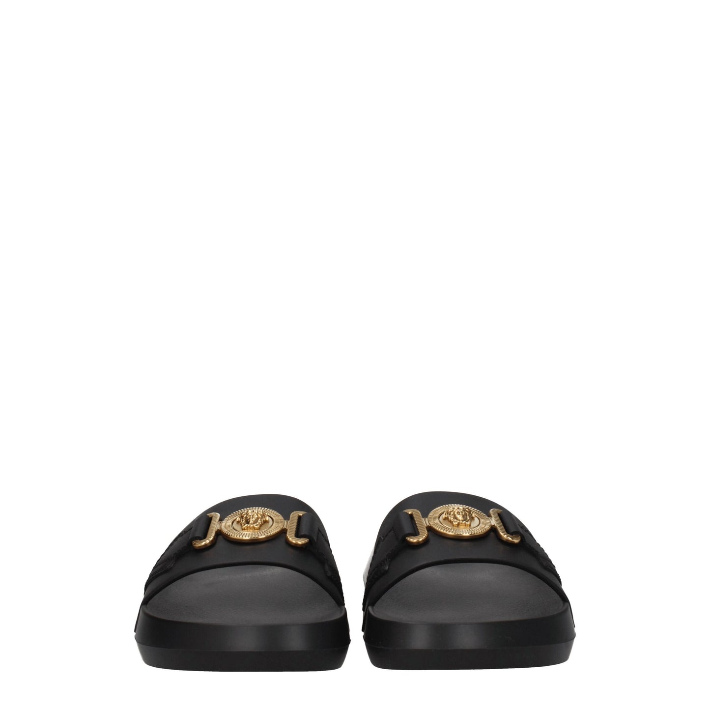 Versace Black Leather Slipper – Casual Elegance