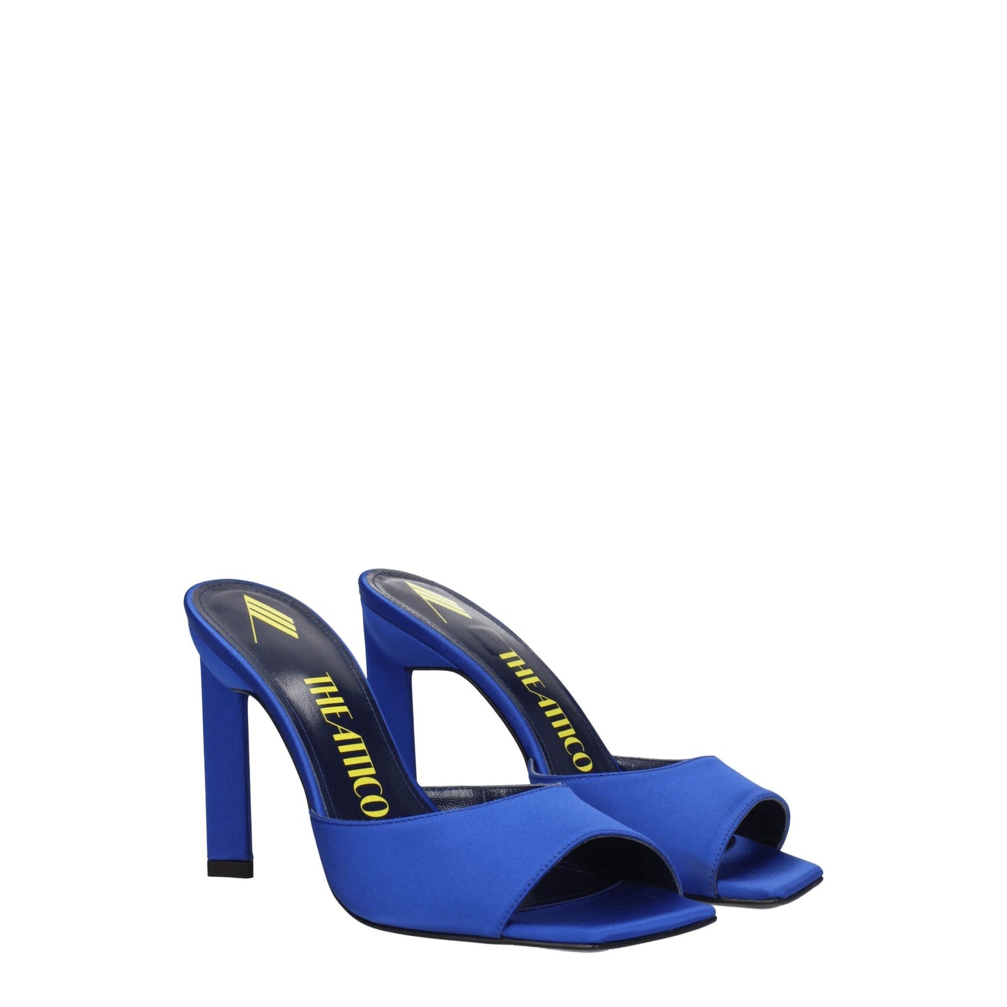 The Attico Blue Satin Sandal - Elegant High Heels with Rhinestones