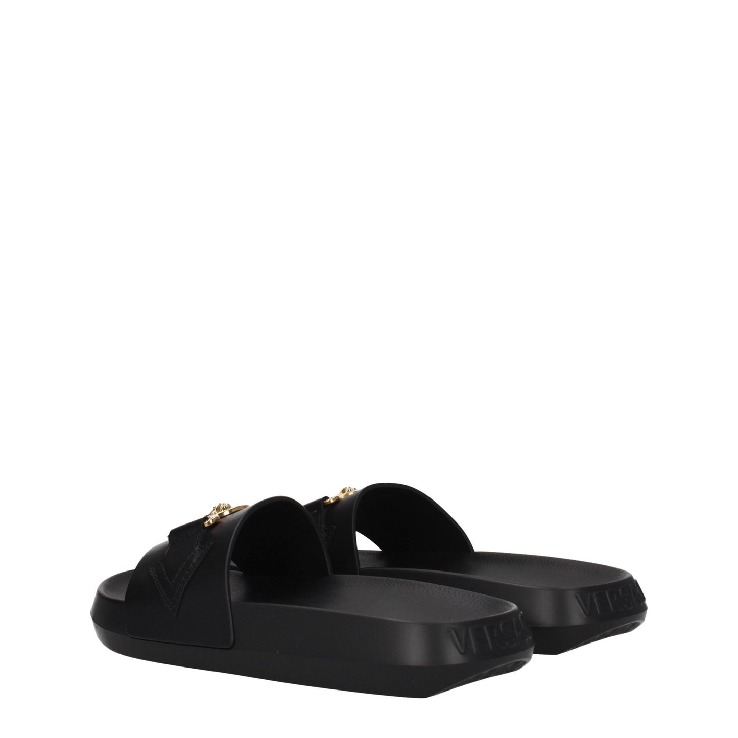 Versace Black Leather Slipper – Casual Elegance