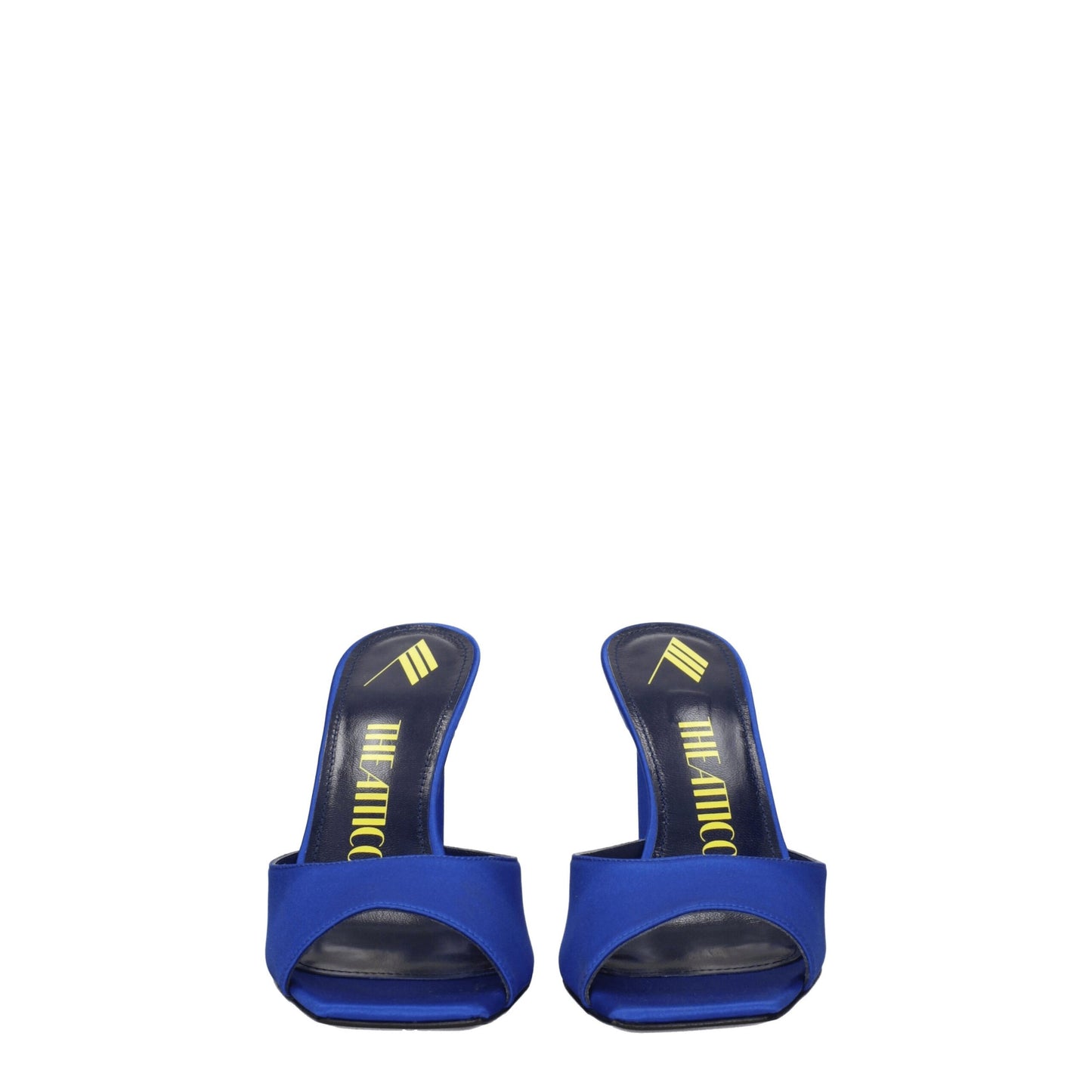 The Attico Blue Satin Sandal - Elegant High Heels with Rhinestones