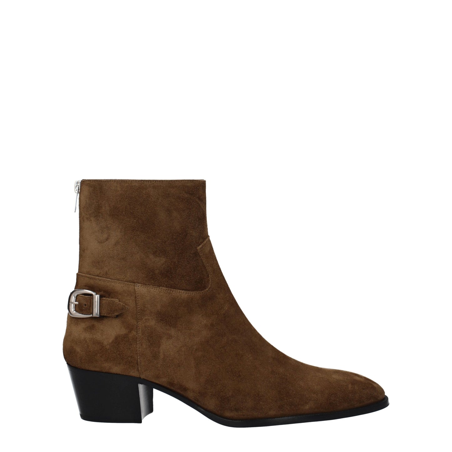Celine Brown Leather Ankle Boots with Vintage Effect
