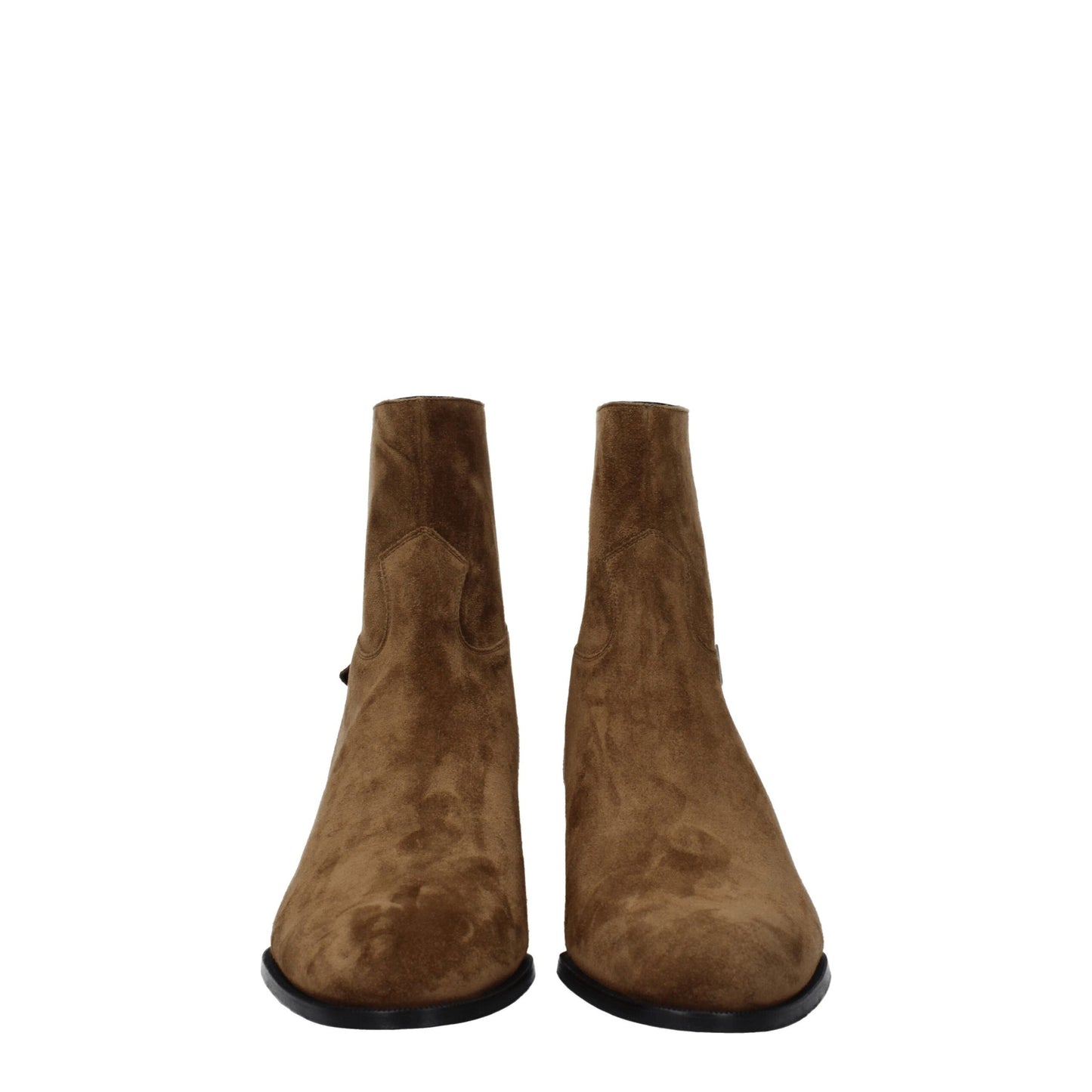 Celine Brown Leather Ankle Boots with Vintage Effect