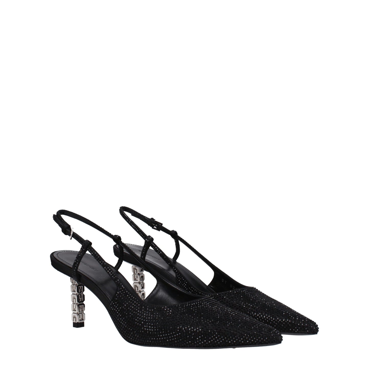 Givenchy Black Fabric Sandal with Rhinestone Accents