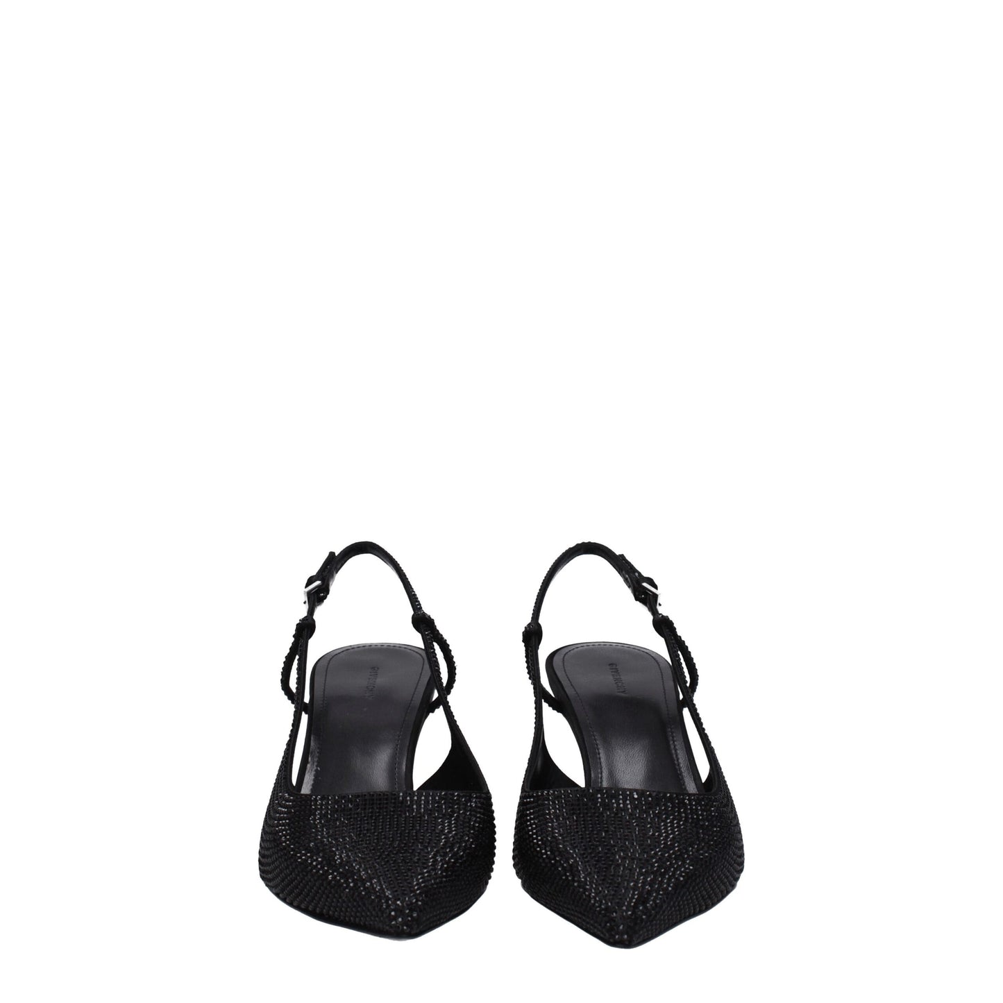 Givenchy Black Fabric Sandal with Rhinestone Accents