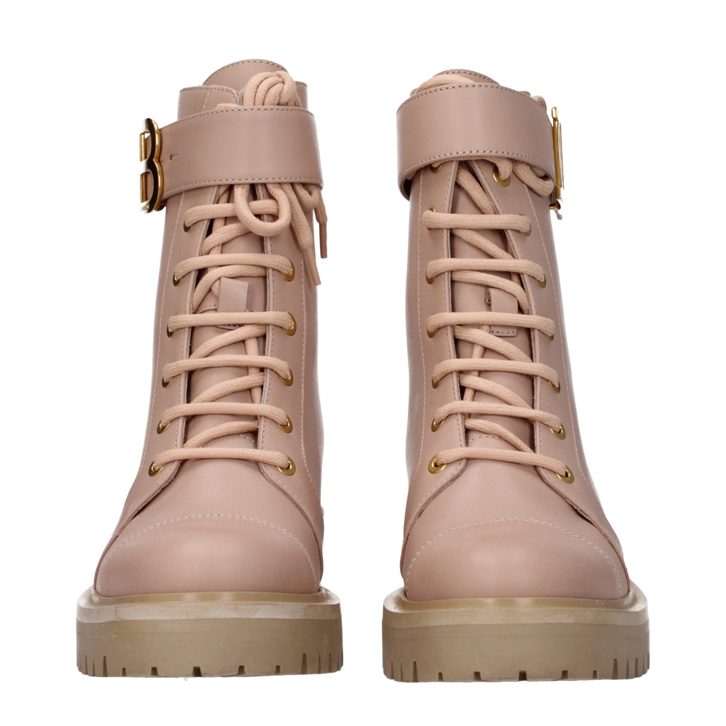 Balmain Beige Leather Ankle Boots – Sporty Glam Statement Piece