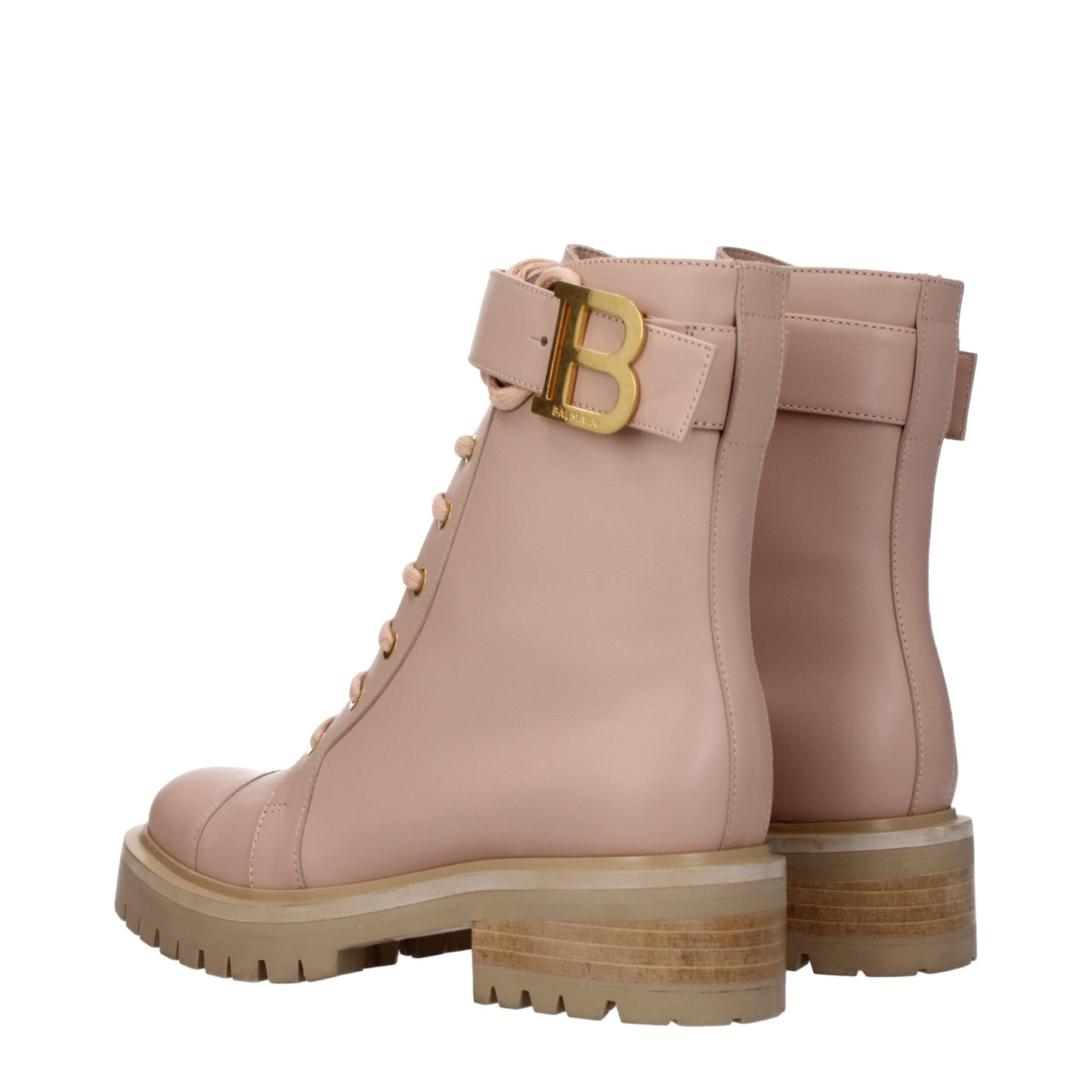 Balmain Beige Leather Ankle Boots – Sporty Glam Statement Piece
