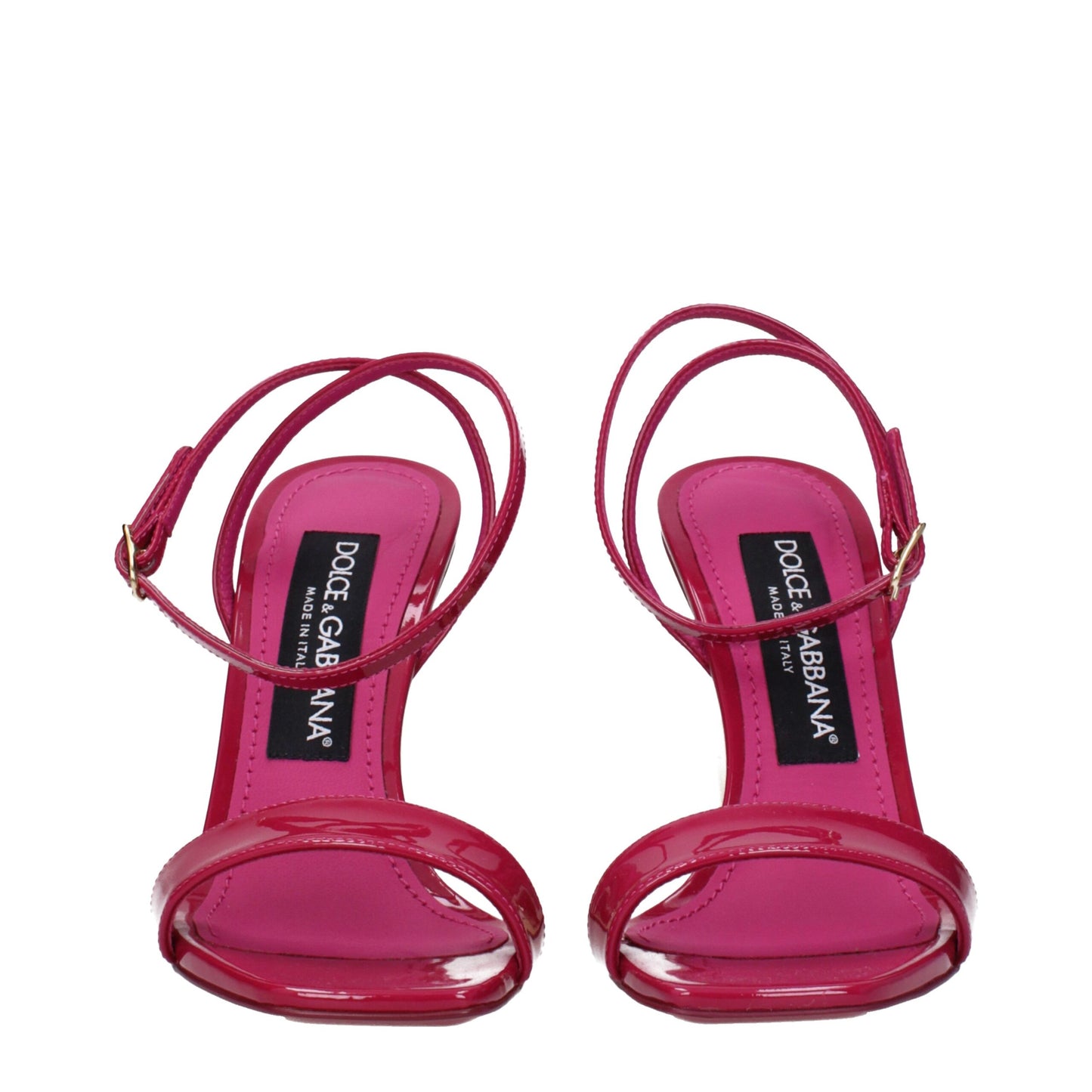 Dolce & Gabbana Fuschia Pink DG Heel Leather Keira Sandals