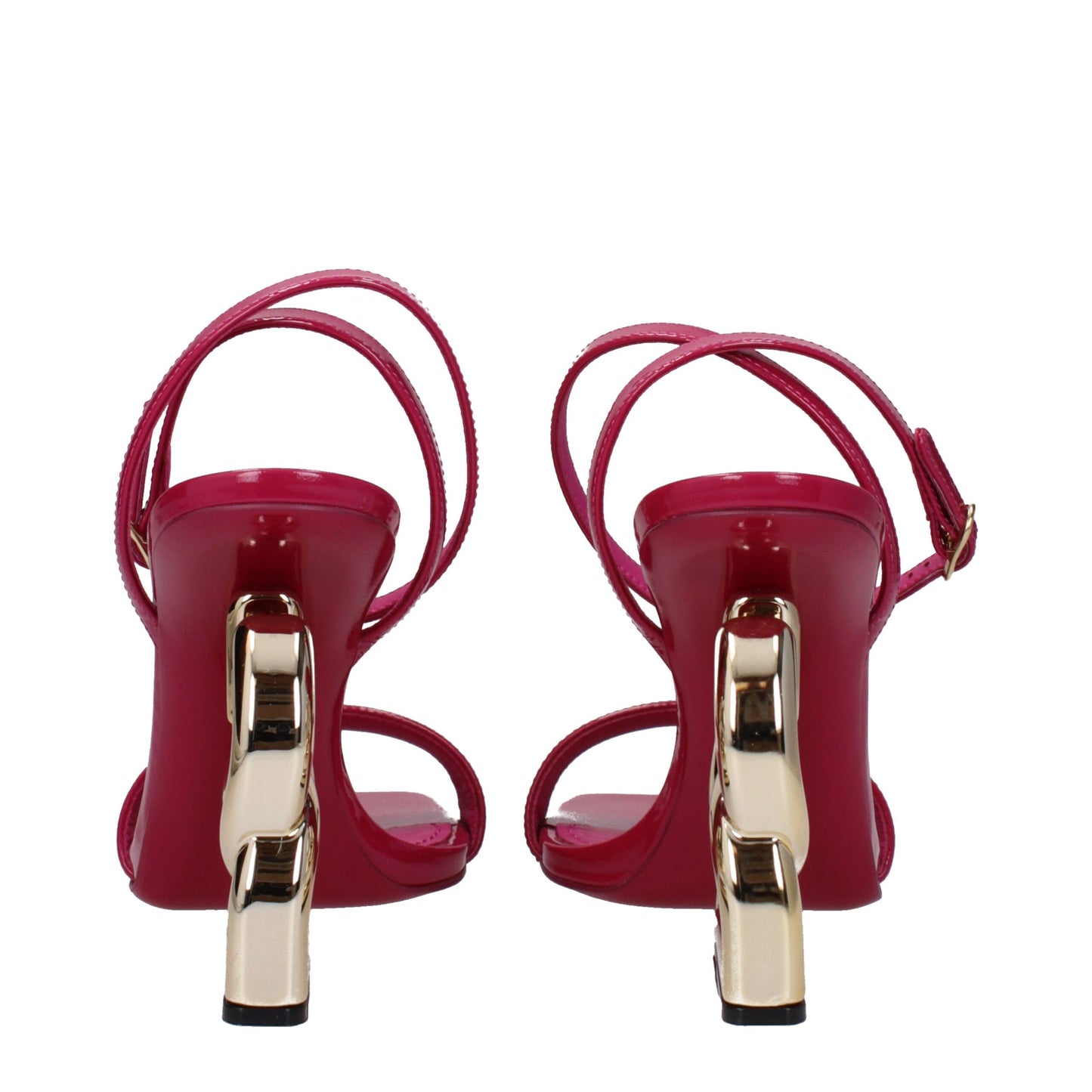 Dolce & Gabbana Fuschia Pink DG Heel Leather Keira Sandals