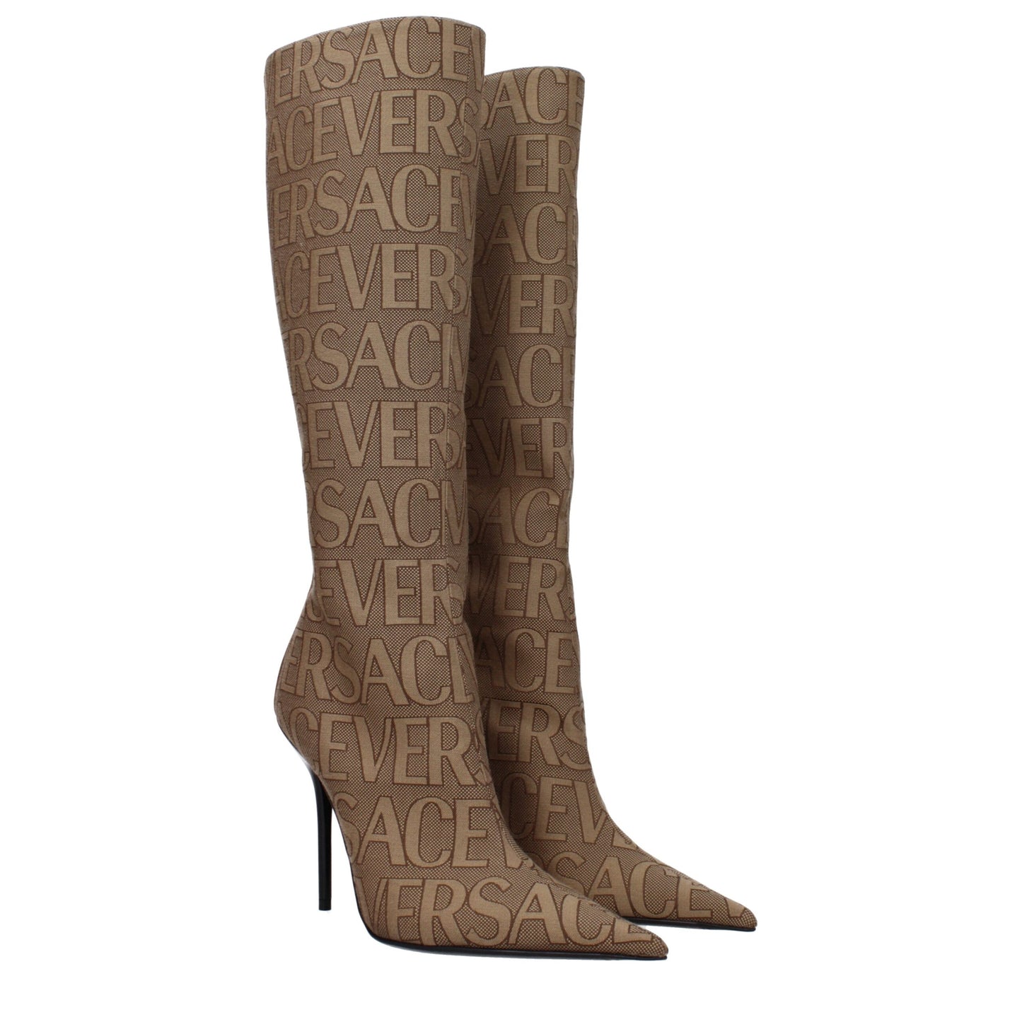 Versace Beige Fabric Boot - Bold Luxury for the Confident Individual