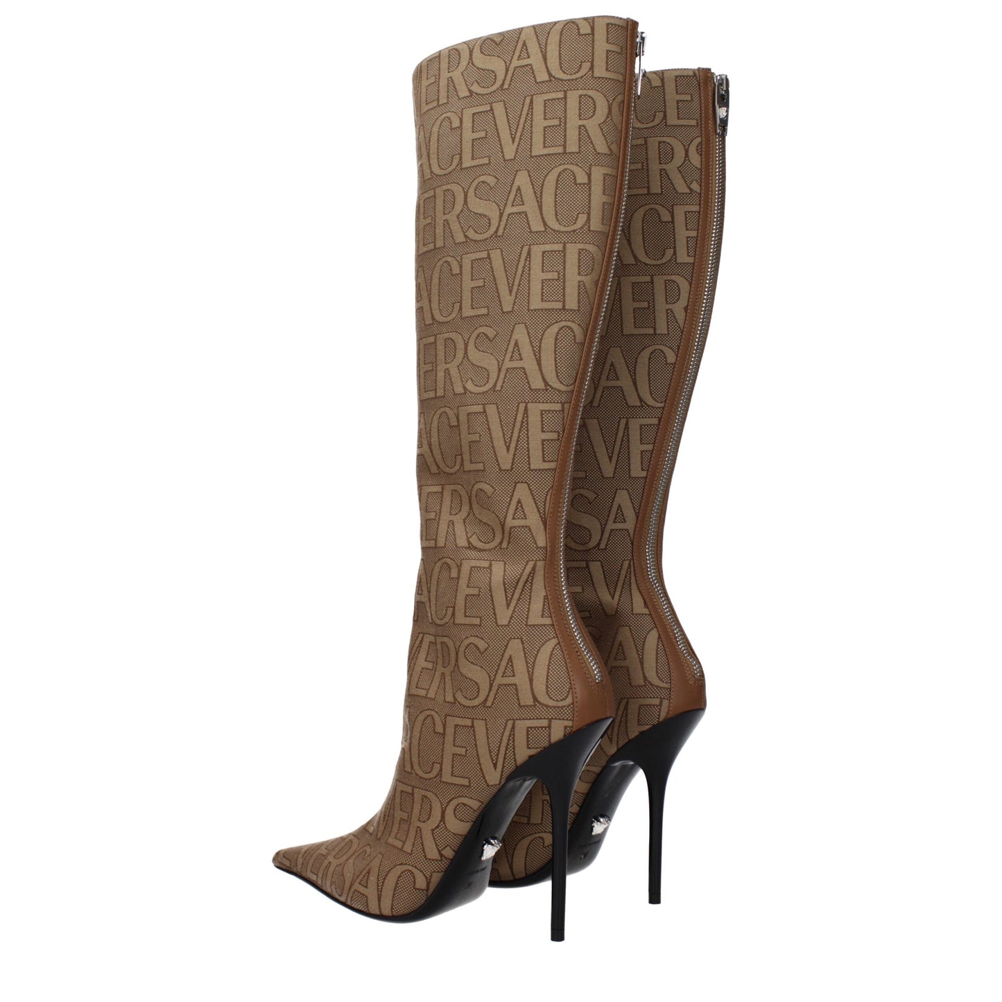 Versace Beige Fabric Boot - Bold Luxury for the Confident Individual