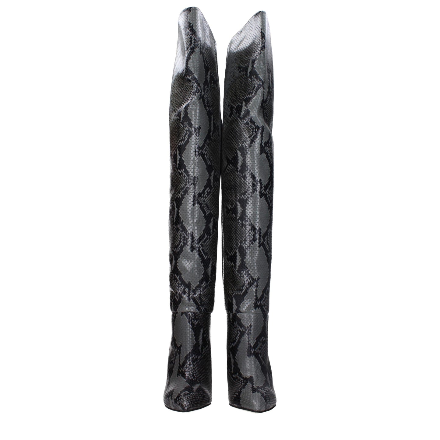 Paris Texas Gray Leather Over The Knee Boots