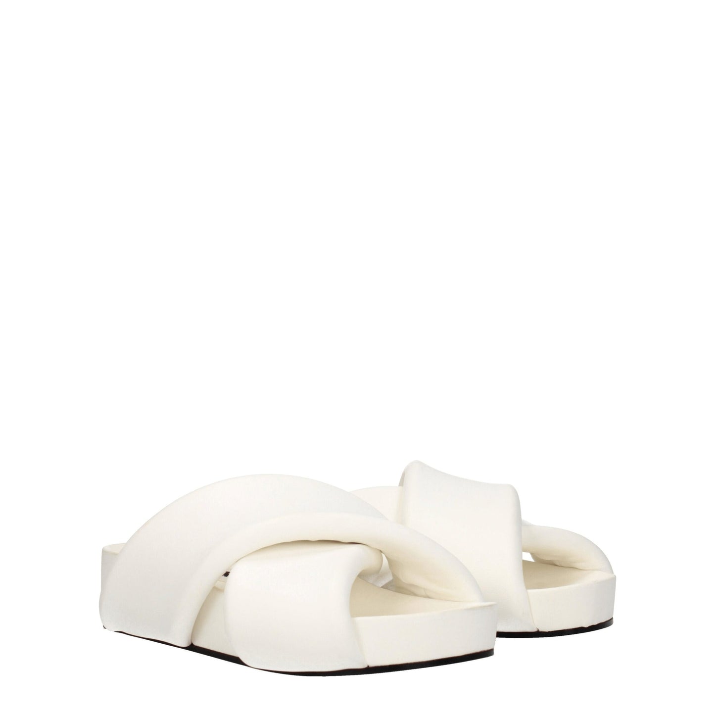Jil Sander White Leather Slip On Sandals