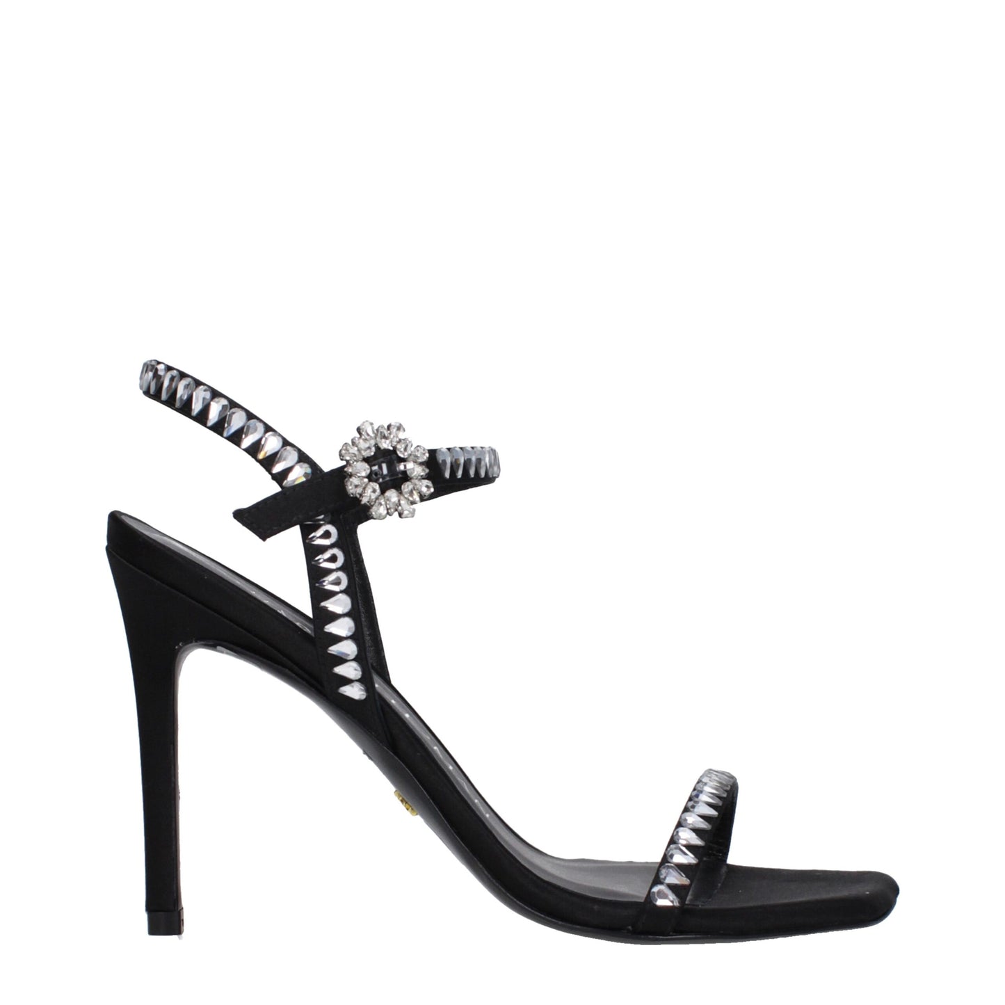 Stuart Weitzman Black Satin Sandal - Elegance Meets Glamour