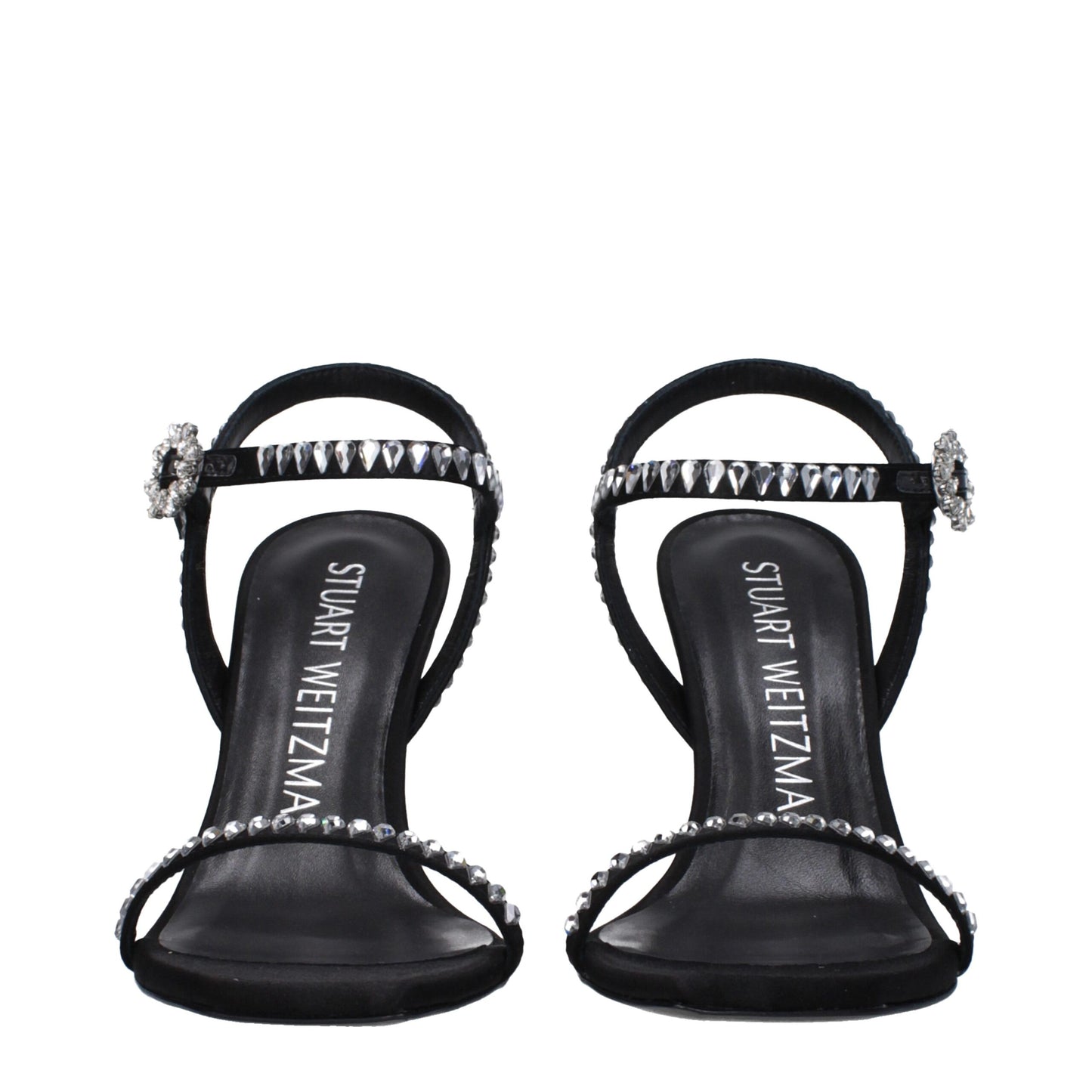 Stuart Weitzman Black Satin Sandal - Elegance Meets Glamour